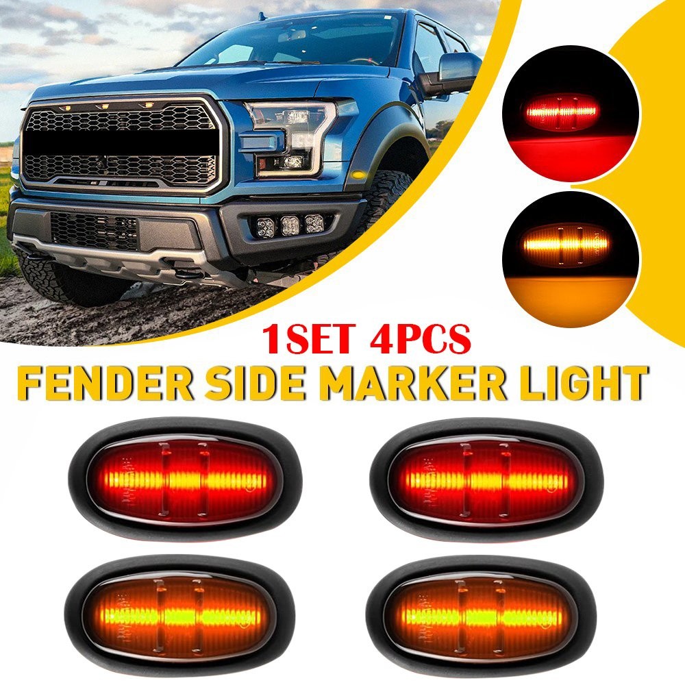 4-40X Front Rear Amber Red LED Side Marker Lights Fit 17-21 Ford F150 SVT Raptor