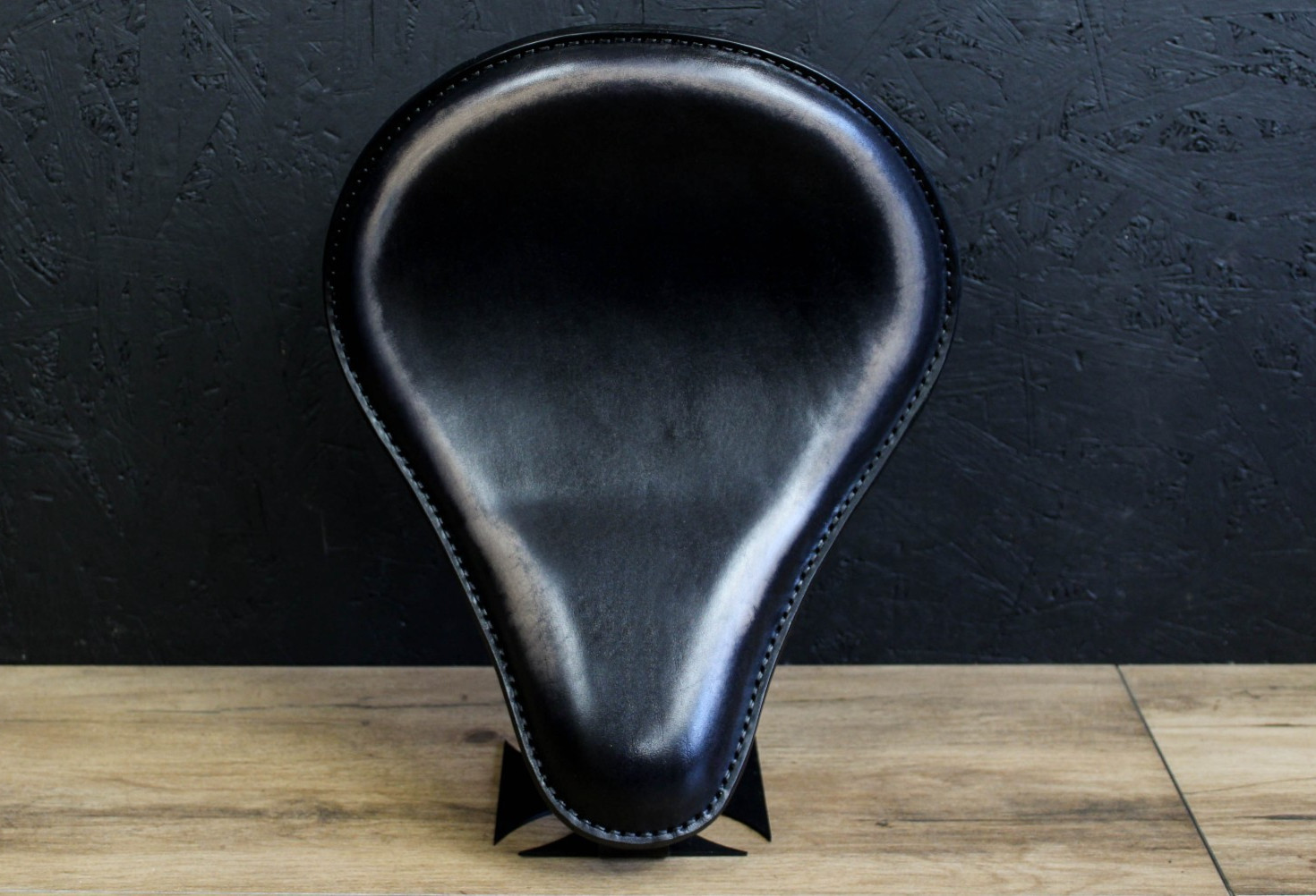 Black Leather Motorcycle Solo Seat Handmade Distressed Chopper Bobber Medium