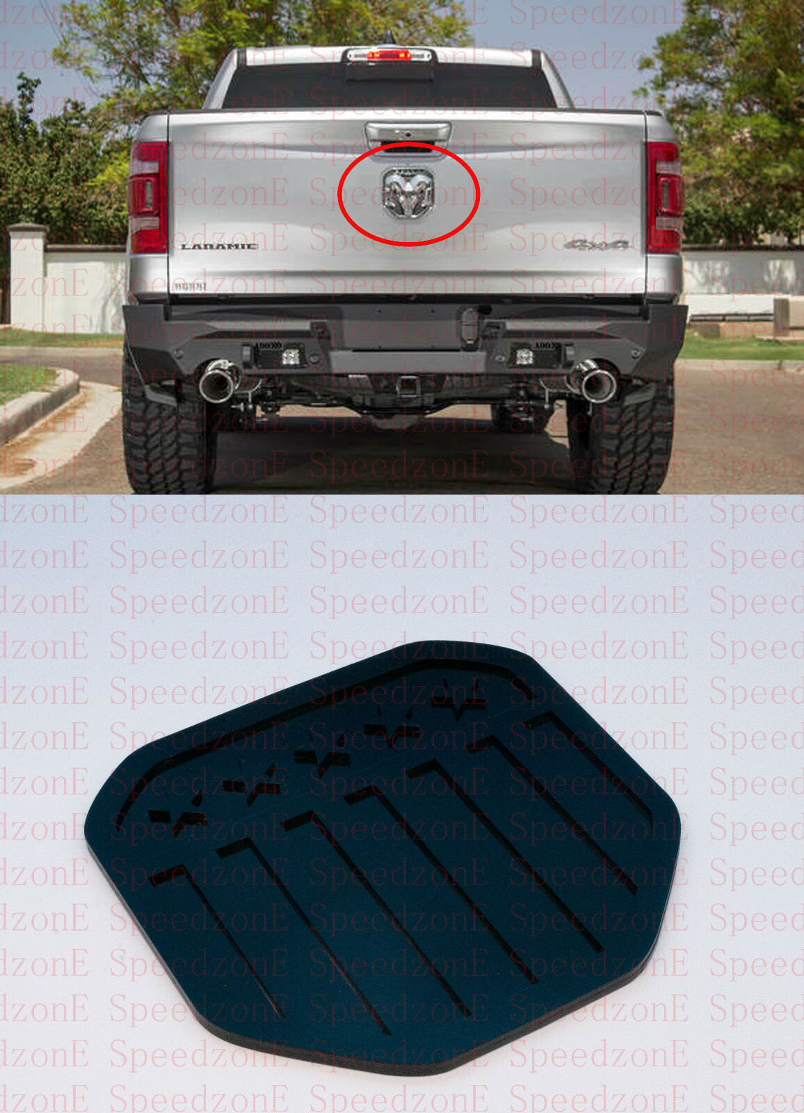 Fit 2019-2022 DODGE RAM 1500 DT Tailgate RAMs Head emblem NEW Black Flag