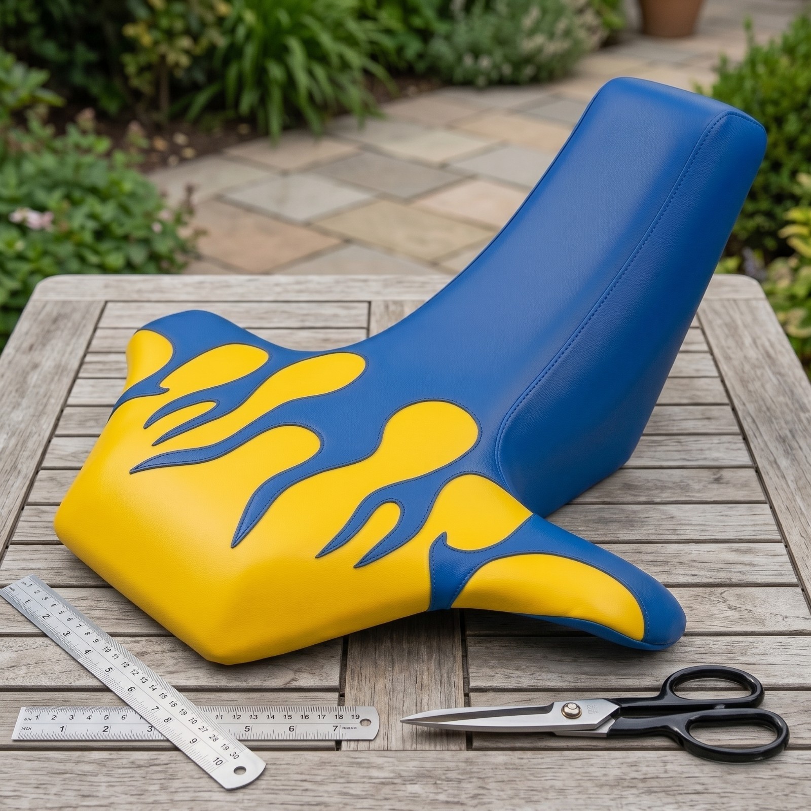 Suzuki LT500R Quadracer Seat Cover Yellow Blue Color Vinyl Seat Cover