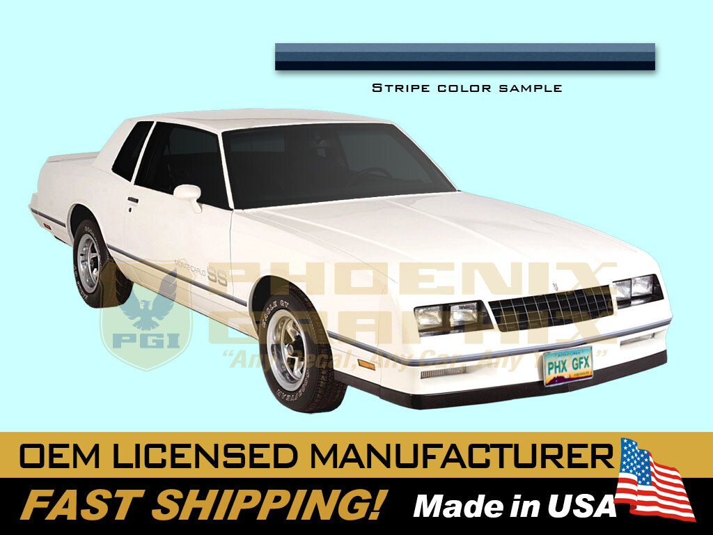 1983 1984 Monte Carlo SS Super Sport Metal Blue Decal Graphic Racing Stripes Kit