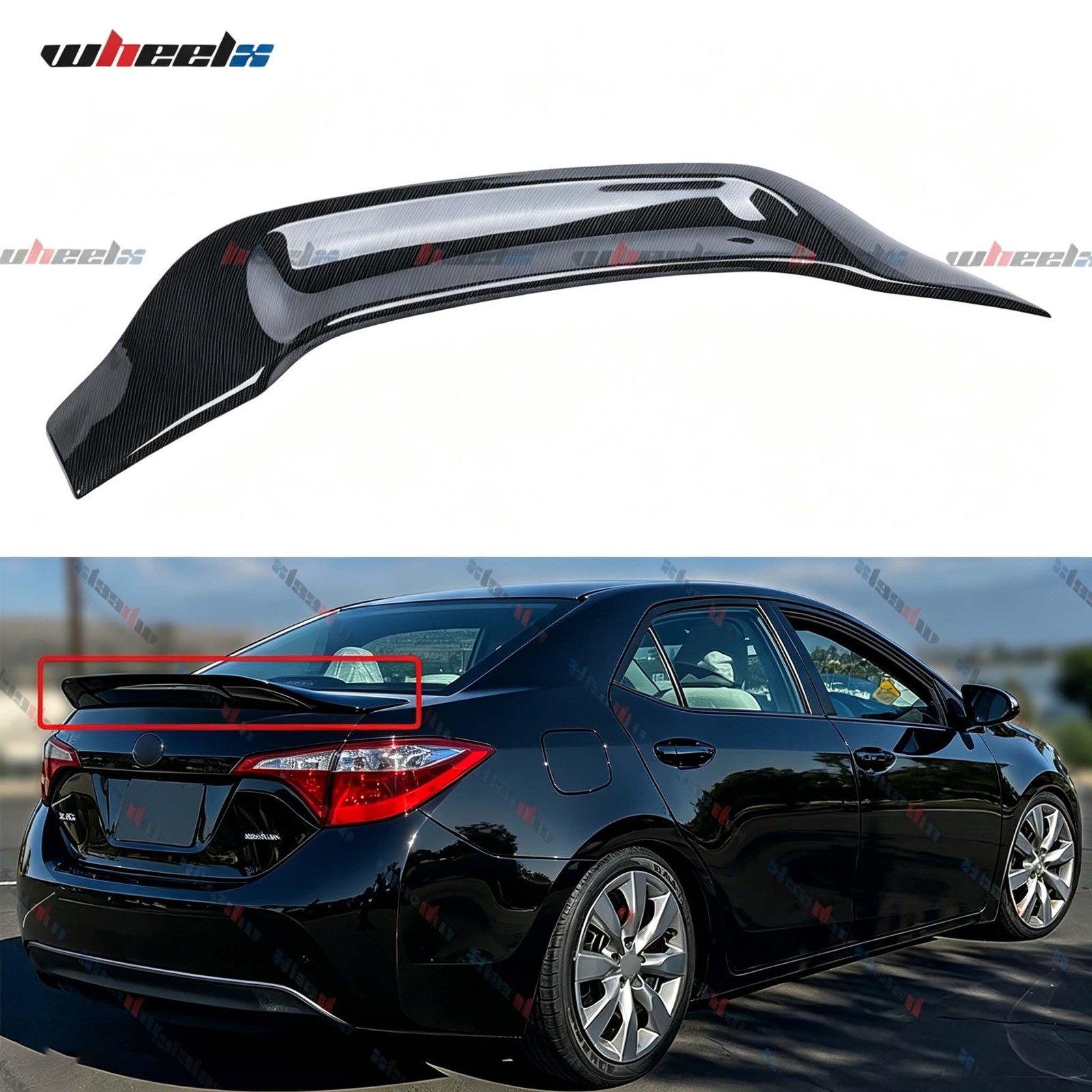 R STYLE CARBON FIBER HIGH KICK DUCKBILL TRUNK SPOILER FOR 2014-19 TOYOTA COROLLA