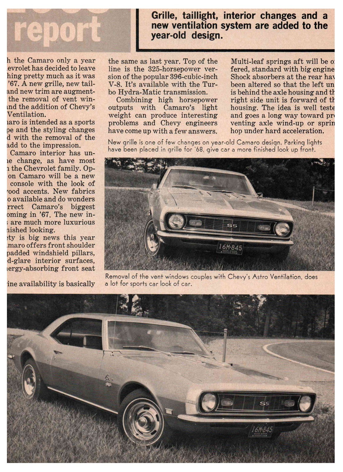 1968 CHEVROLET CAMARO INTRODUCTION ARTICLE CHEVY RS SS 1968 CHEVROLET CAMARO INTRODUCTION ARTICLE CHEVY RS SS