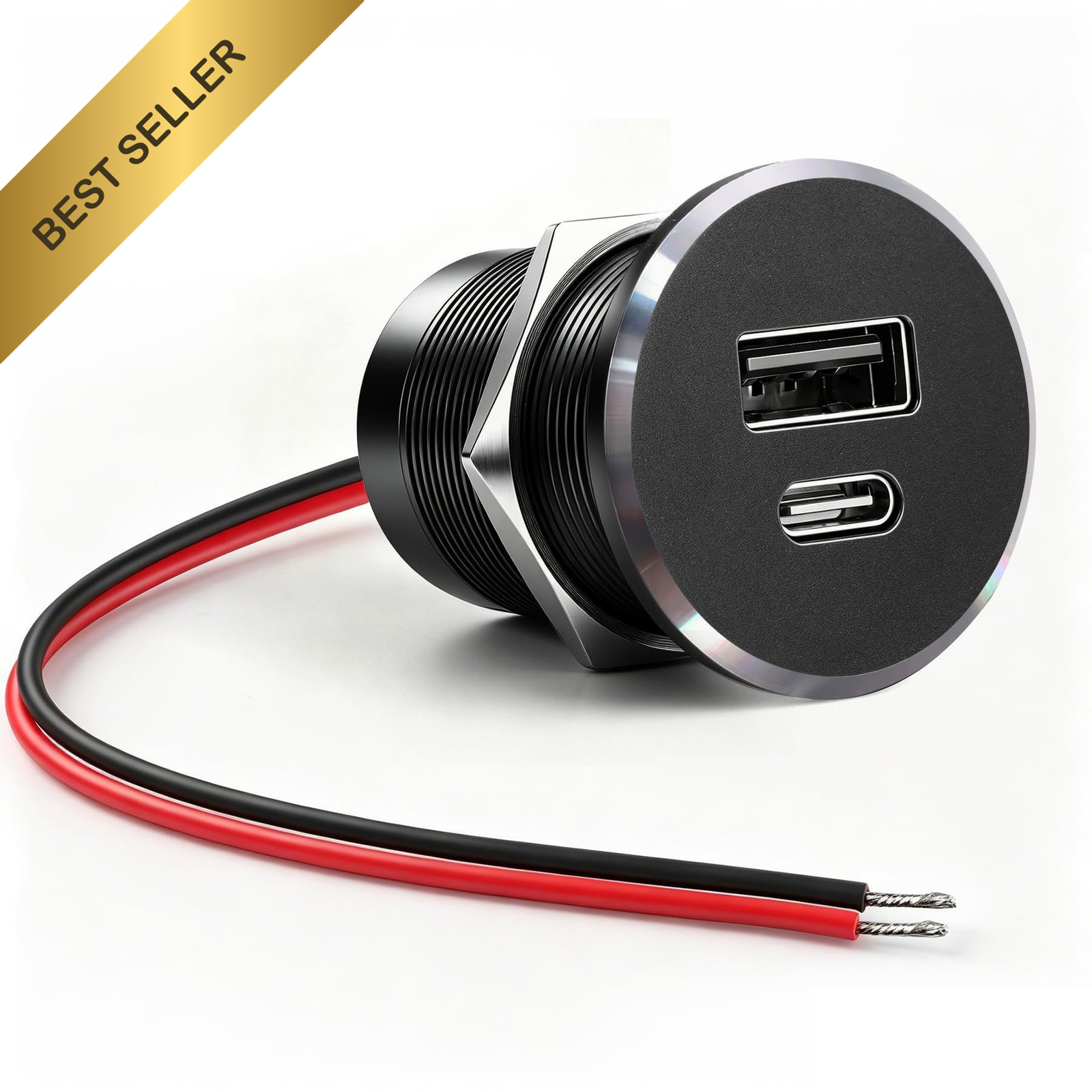 Acegoo 12V USB Outlet Decorative Ring Aluminum Dual Port Car Charger Adapter Acegoo 12V USB Outlet Decorative Ring Aluminum Dual Port Car Charger Adapter