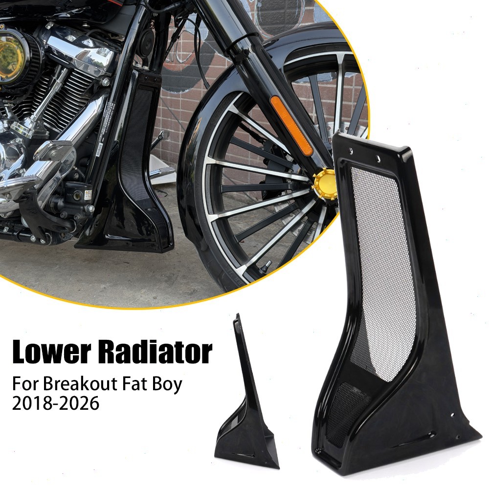 For Fat Boy 2018-2026 Gloss Black Front Lower Radiator Chin Fairing Spoiler