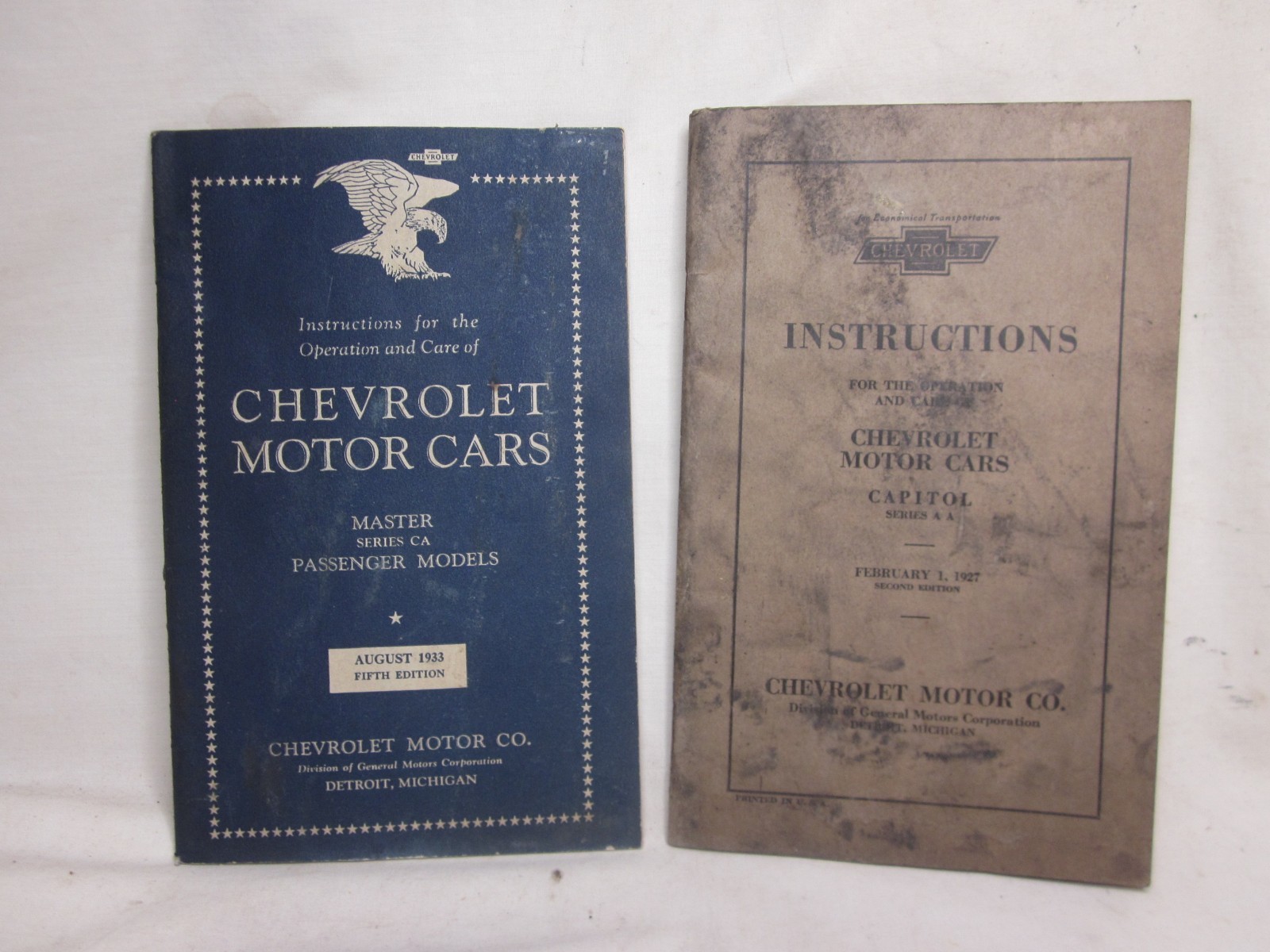 2 antique CHEVROLET MOTOR CARS booklets manuals Instruction Operation 1927 1933 2 antique CHEVROLET MOTOR CARS booklets manuals Instruction Operation 1927 1933