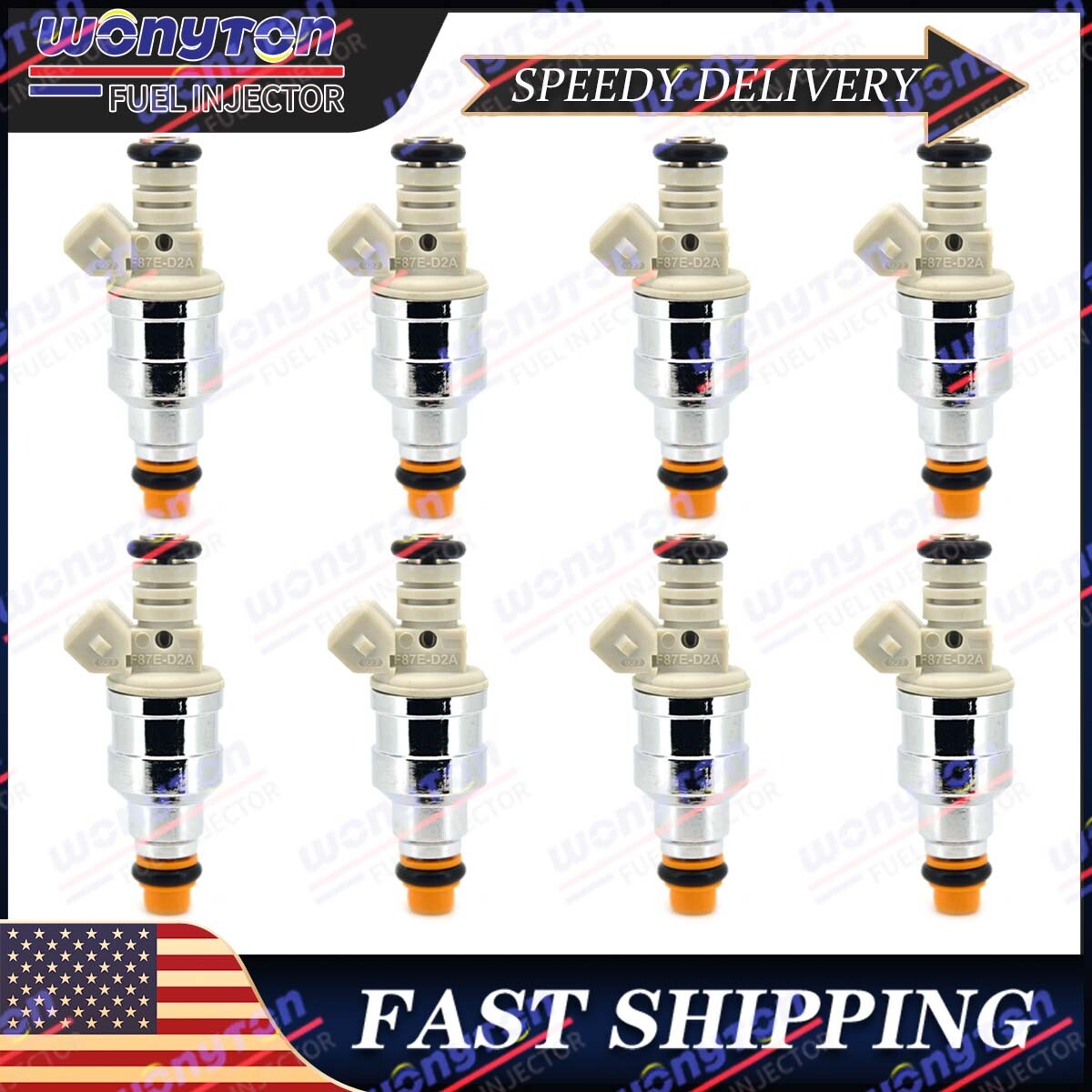 1986-91 Ford LTD Marquis Lincoln Mark VII Town 5.0L 8Pcs Fuel Injectors F87E D2B