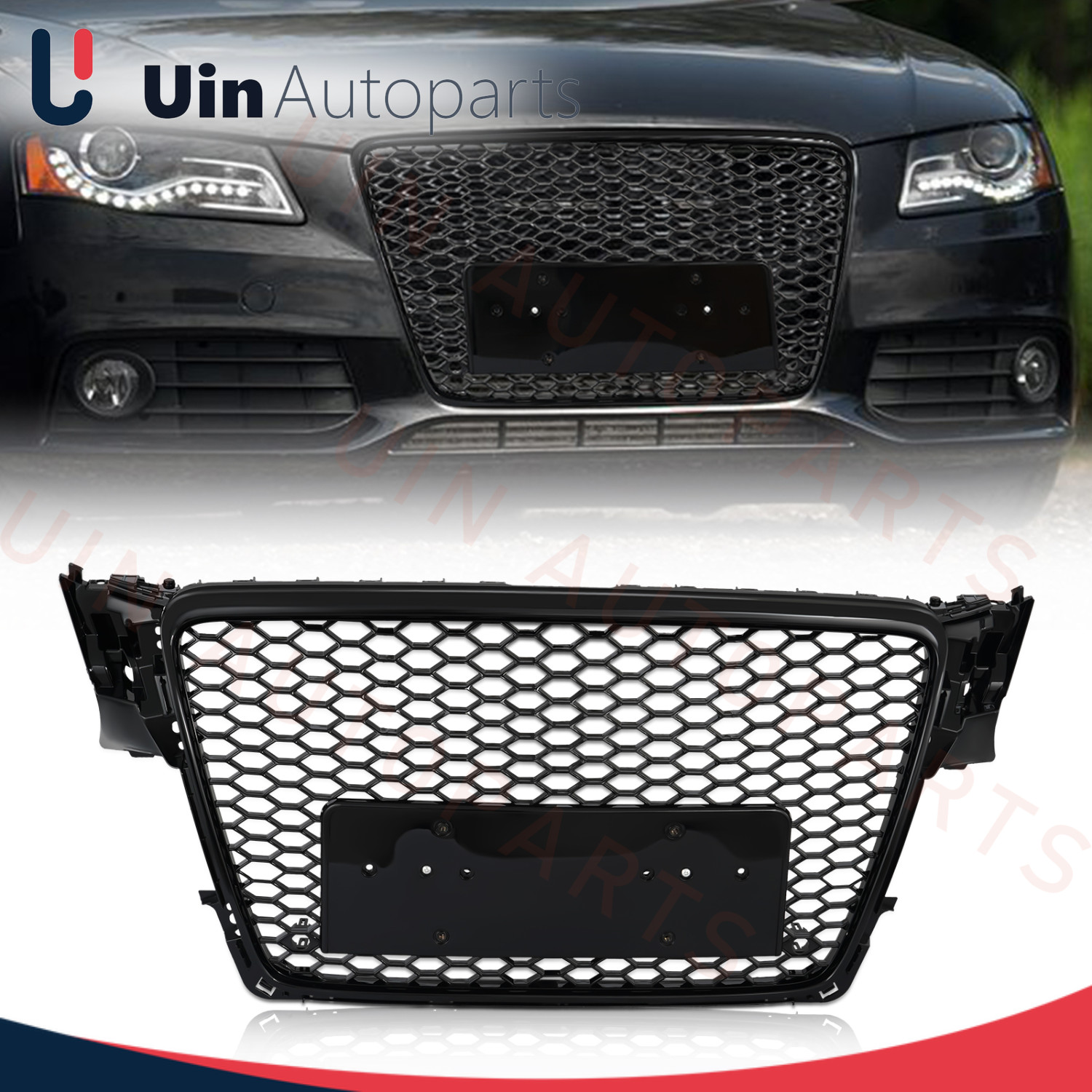 Honeycomb Front Grille For 2009 2010 2011 2012 Audi A4 S4 B8 Sport RS4 Style