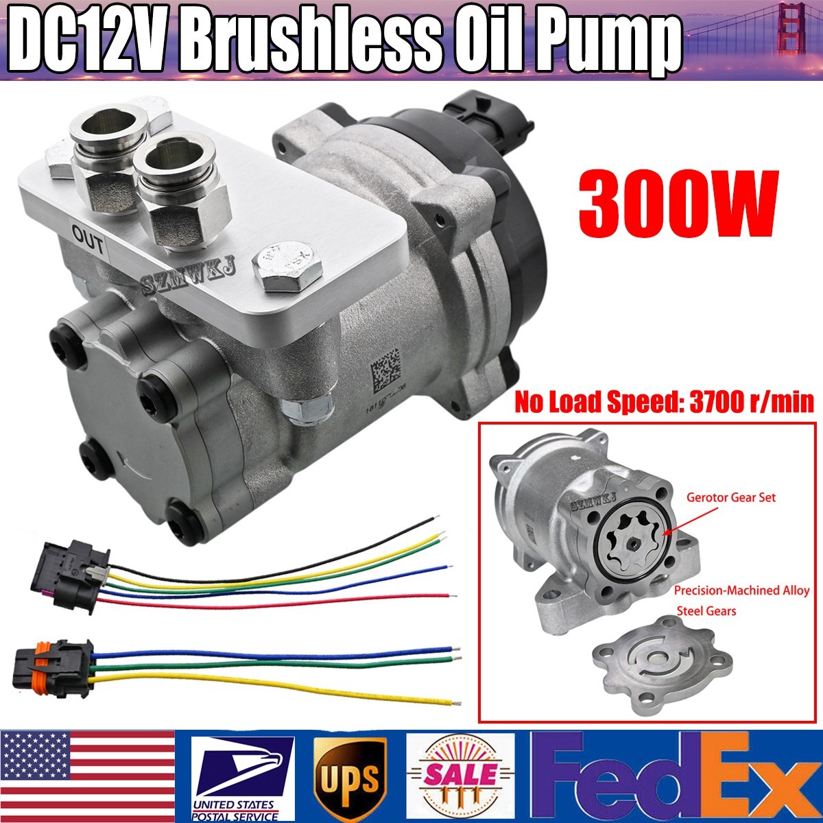 DC 12V 300W High-Magnetic Brushless Motor Gear Pump Automotive Electric Oil Pump