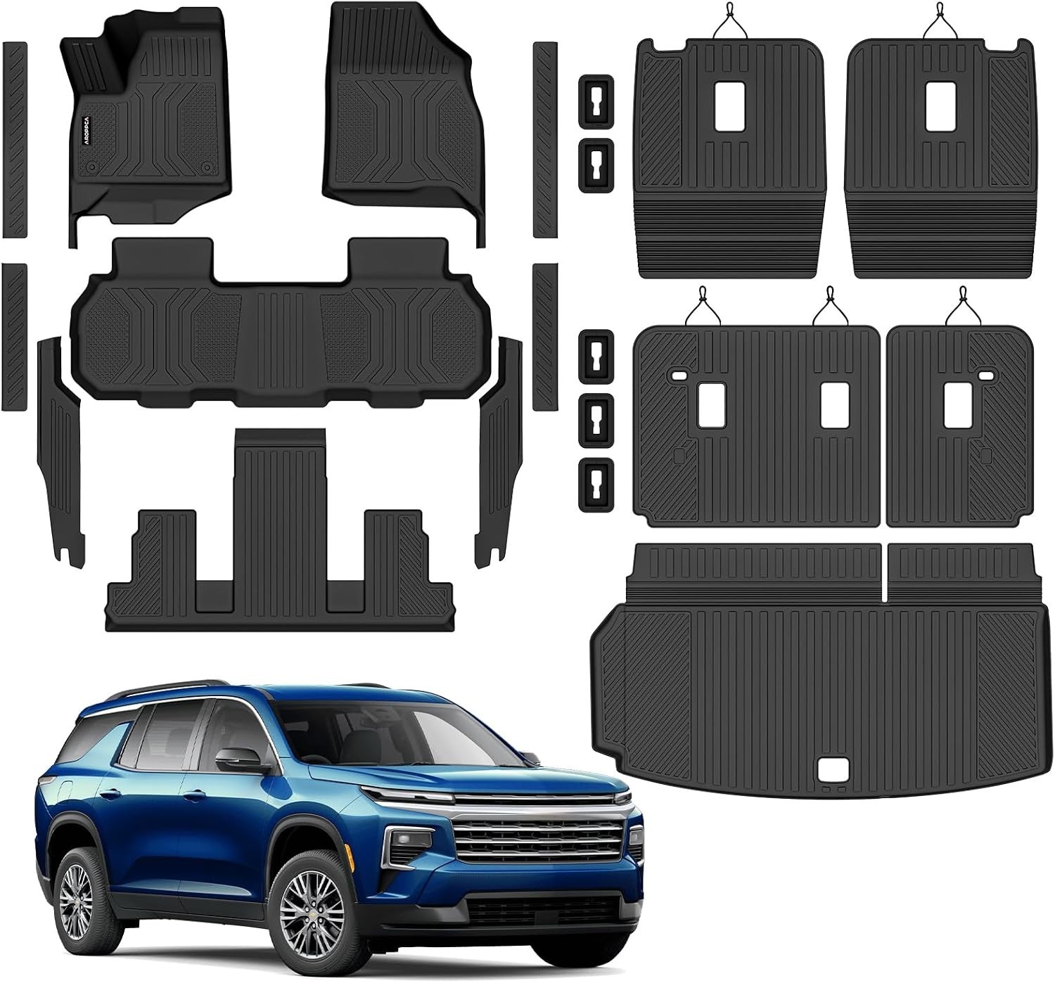 Floor Mats for 2024-2026 Traverse / Acadia 7-Seat Full Set Cargo 2nd 3rd Row
