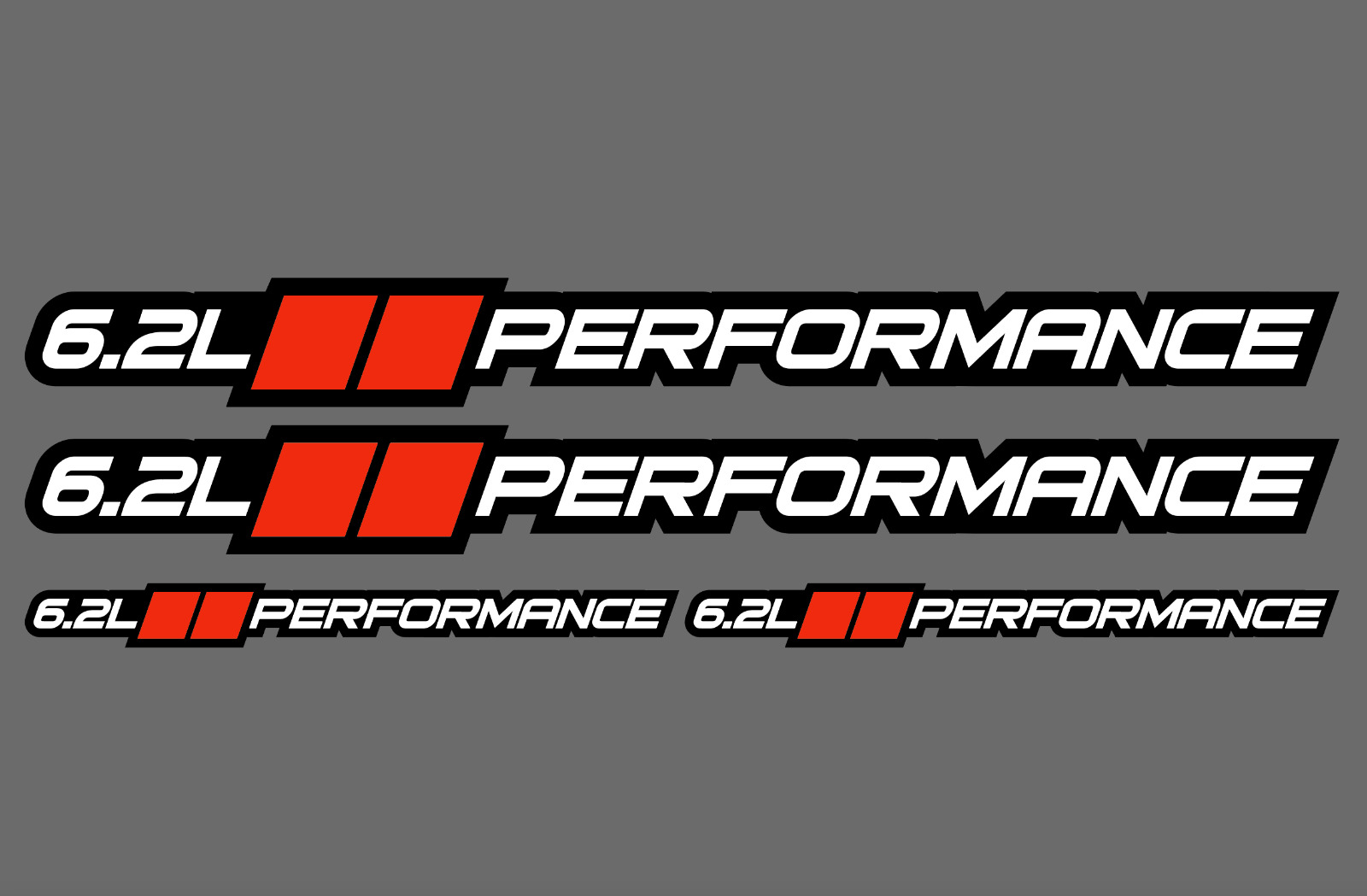 6.2L PERFORMANCE Set of 4 Hood Stickers Decals Emblem Chevy GMC Ford HD 6.0