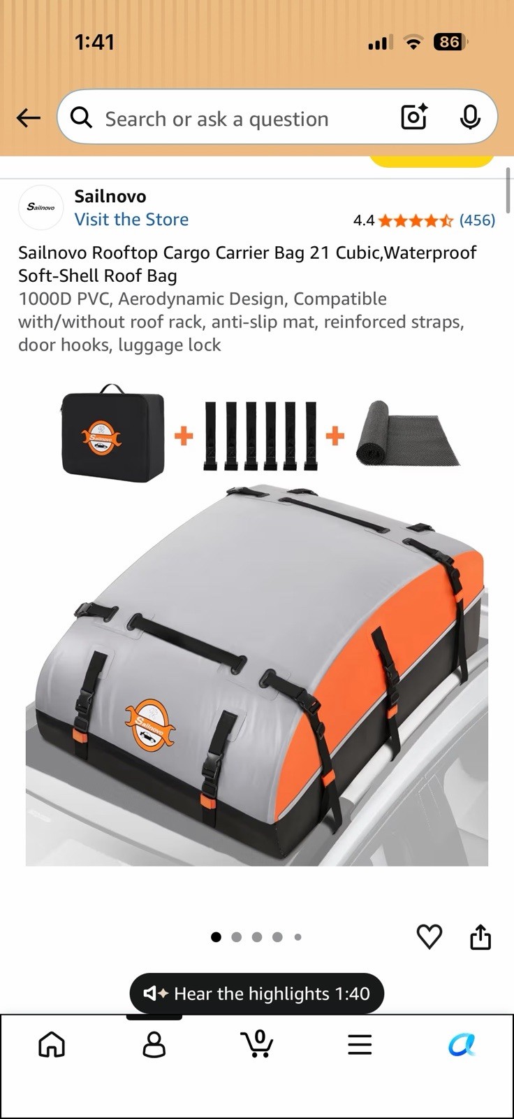 21 Cubic Feet Waterproof Car Roof Bag Rooftop Cargo Carrier with Storage 21 Cubic Feet Waterproof Car Roof Bag Rooftop Cargo Carrier with Storage