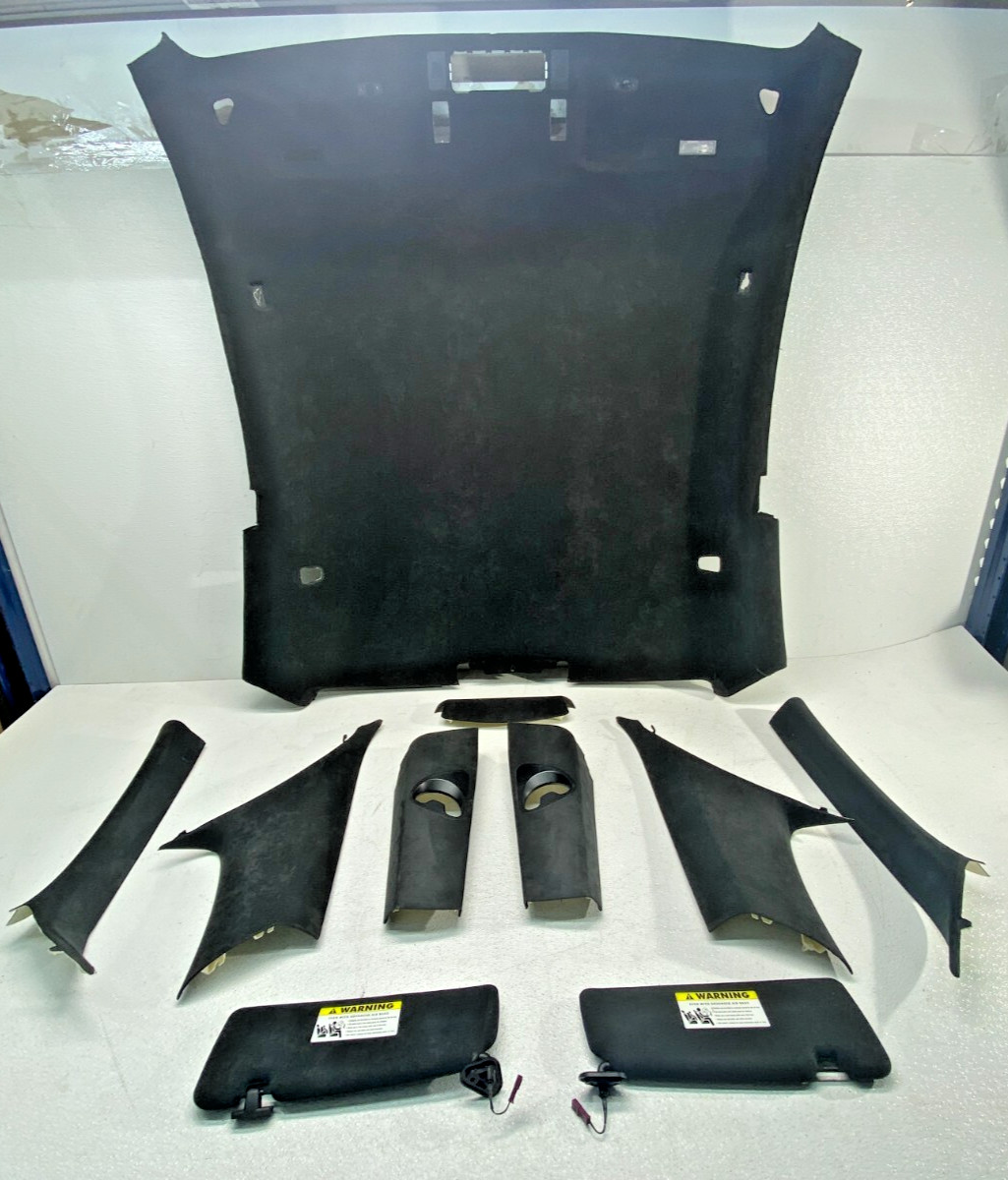 04-10 BMW E63 M6 Headliner Roof Pillar Trim Sun Visor Black Alcantara Set OEM✅