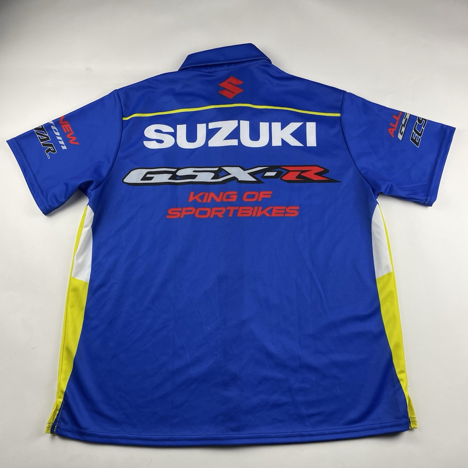 Fast Eddie Racewear Suzuki GSX-R Motorcycle Print Button Shirt Like New Men’s L