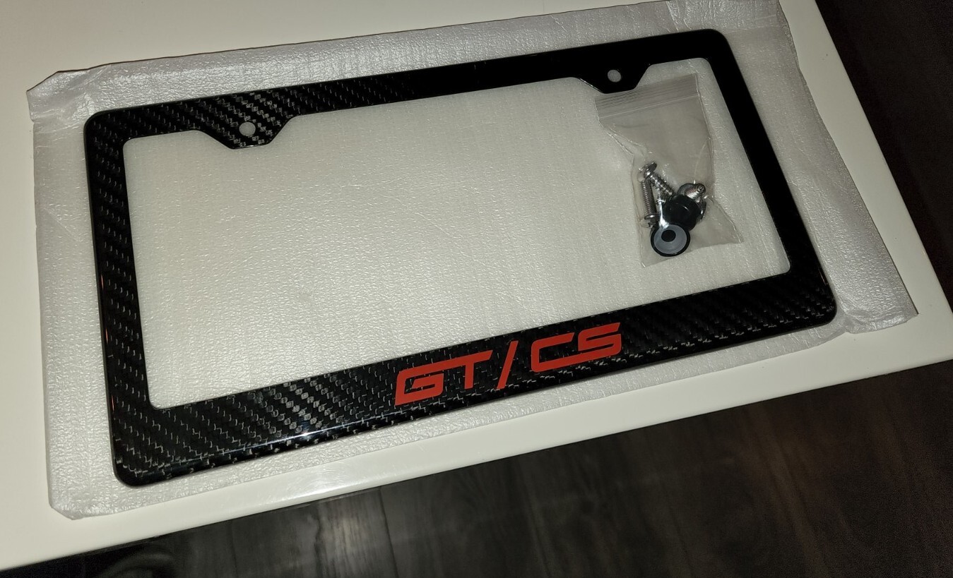GT/CS Mustang Carbon Fiber License Plate Frame. California Special Red GT/CS Mustang Carbon Fiber License Plate Frame. California Special Red