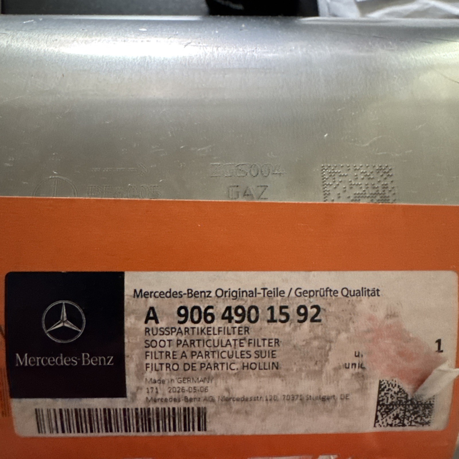 Sprinter Diesel Particulate Filter DPF 906 490 15 92 OEM Sprinter Diesel Particulate Filter DPF 906 490 15 92 OEM