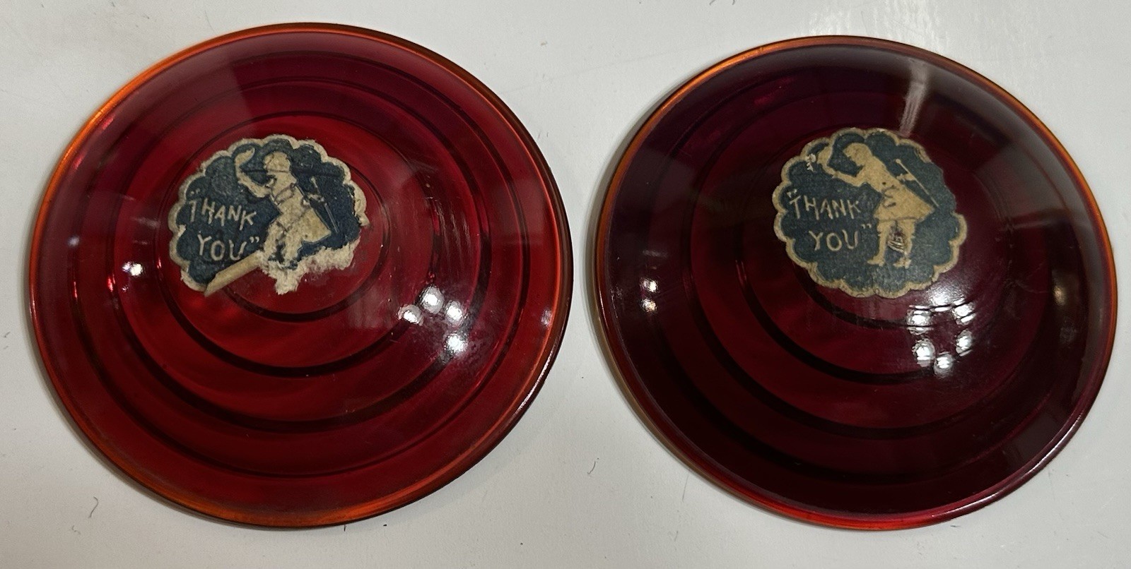 Early PAIR vintage RED GLASS 308 lens Car TRUCK tail Light STOP lamp 3-3/16” Early PAIR vintage RED GLASS 308 lens Car TRUCK tail Light STOP lamp 3-3/16”