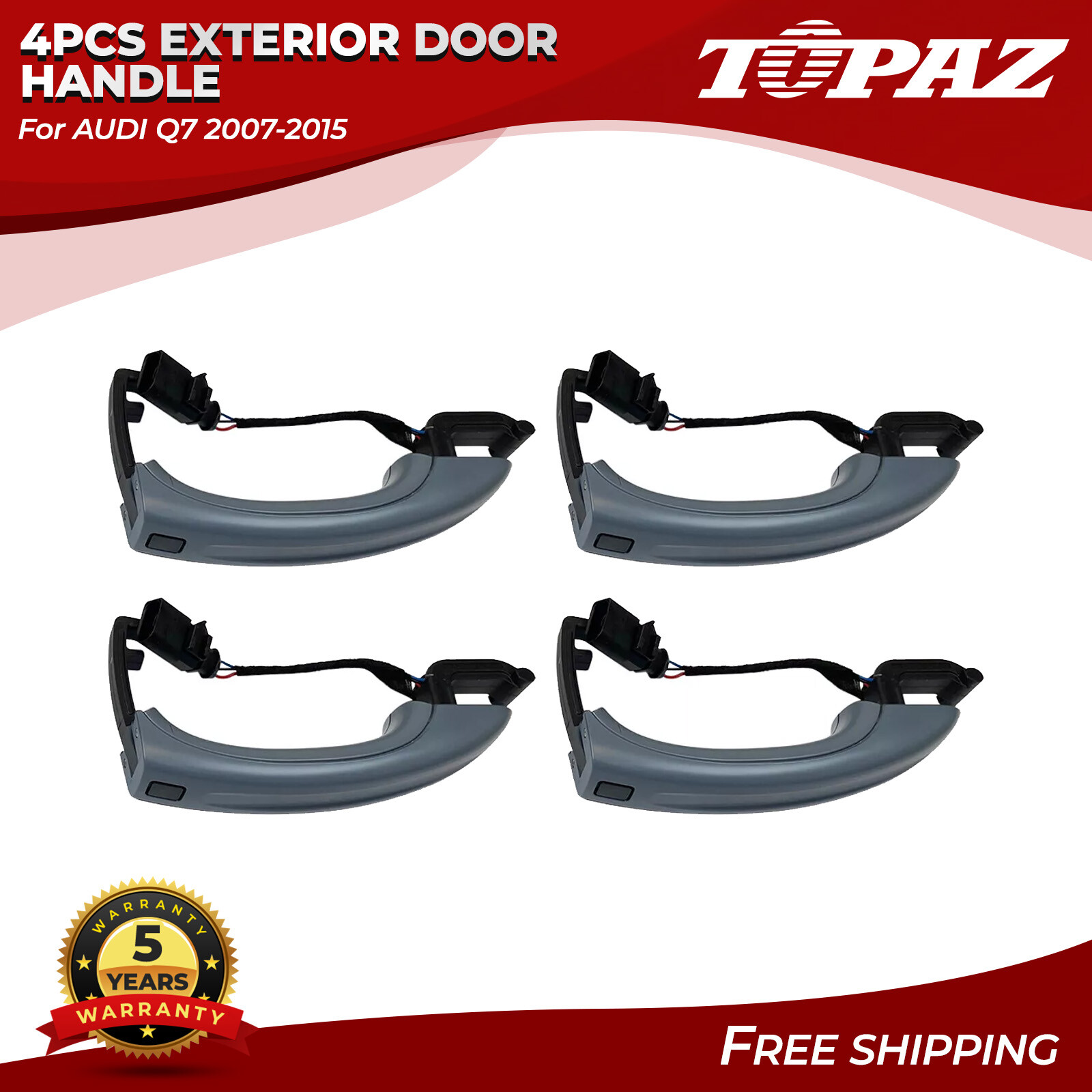 4PCS Exterior Door Handle For AUDI Q7 2007-2015 4L0837205B 3.0L 3.6L 4.2L