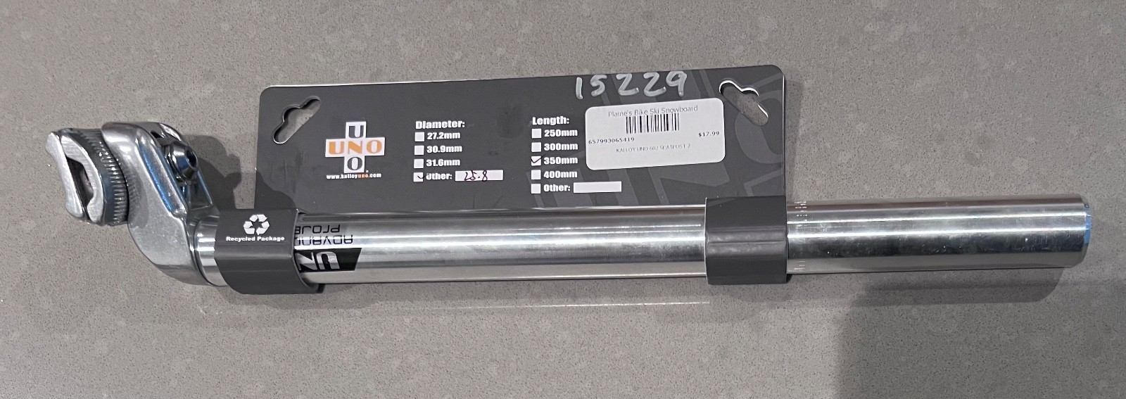 Kalloy Uno ST6392 Seatpost, 25.8 x 350mm, Silver 25.8X350mm