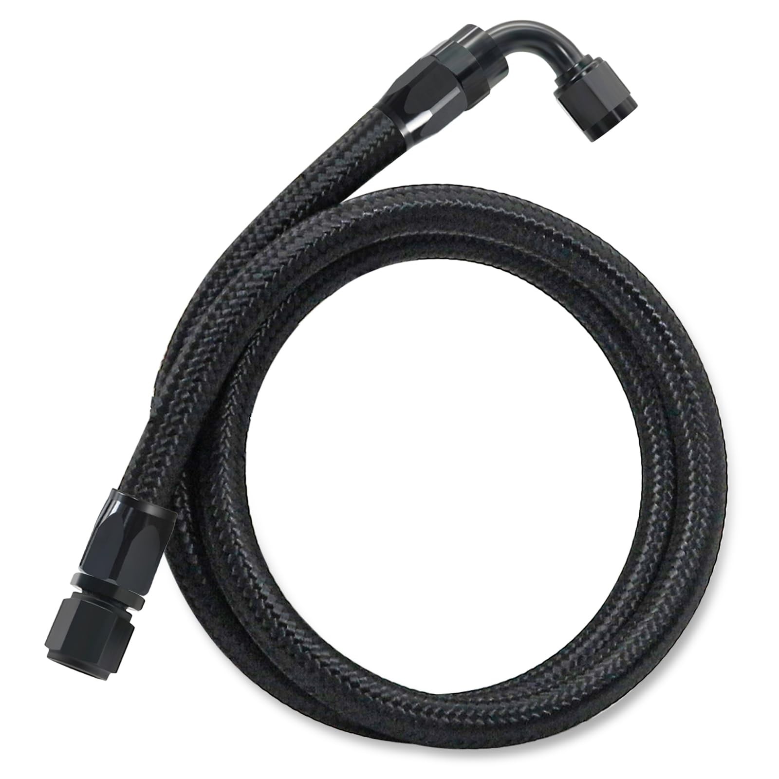 ZONBANG Assembled 6AN Fuel Line Kit CPE with Hose End 3ft(0°+90°), Black