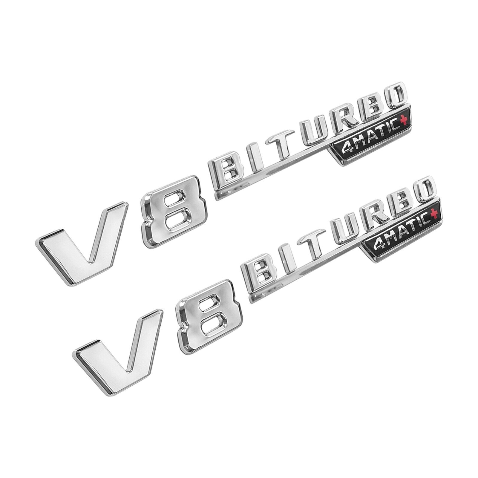 V8 BiTurbo 4Matic+ Emblem Side Fender 3D Chrome Badge For AMG CL63 E63 CLS SLK