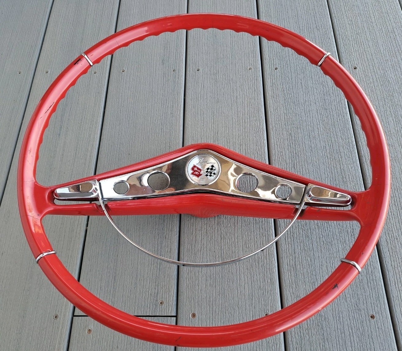 Vintage 1959-1960 Chevrolet Steering Wheel Red Original Condition See Photos Vintage 1959-1960 Chevrolet Steering Wheel Red Original Condition See Photos