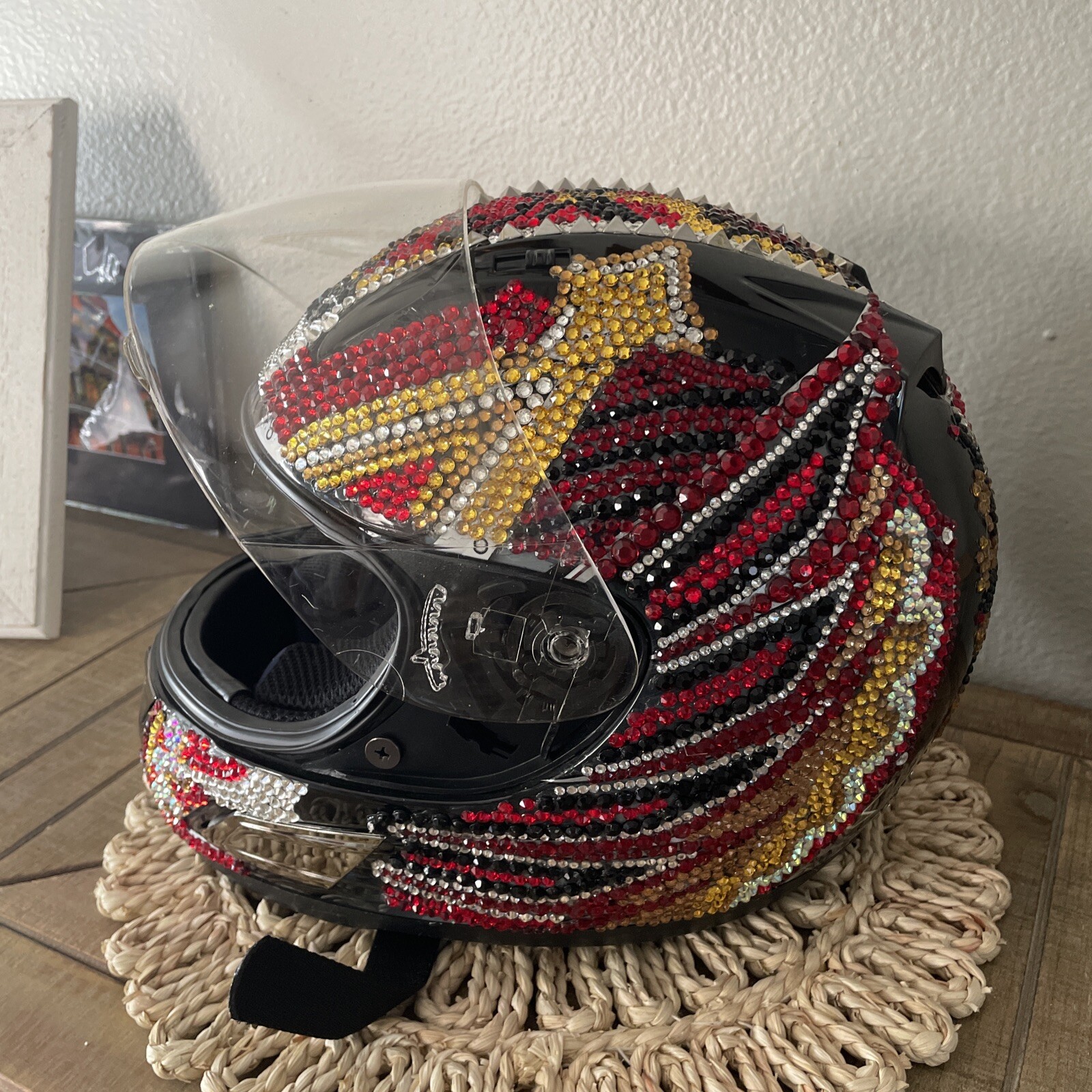 CKX Full Face Helmet Ladies XS Bling Rhinstones Red & Gold CKX Full Face Helmet Ladies XS Bling Rhinstones Red & Gold