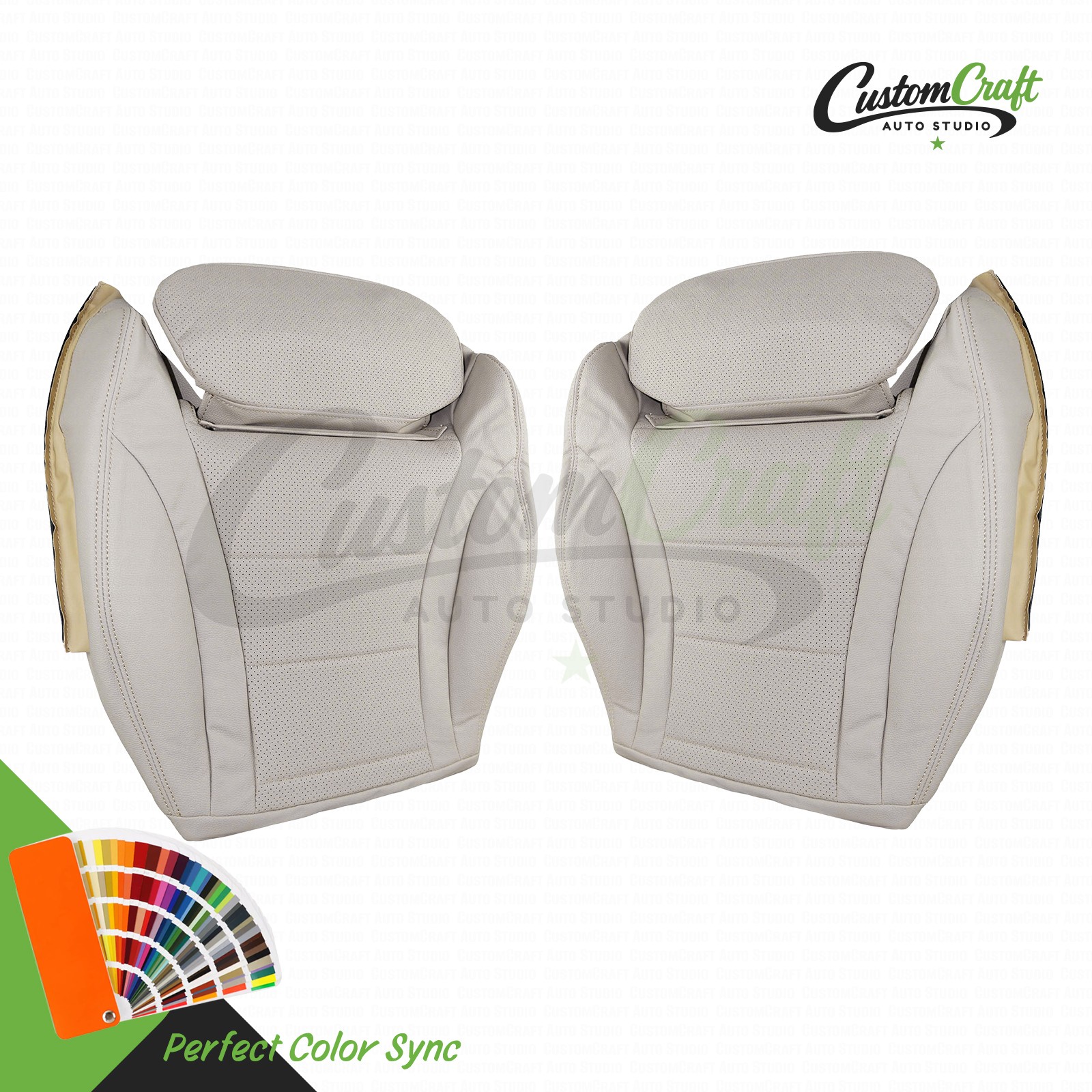 Fit 15-21 Mercedes Benz C300 C350e Driver Passenger Bottom Leather SeatCover TAN