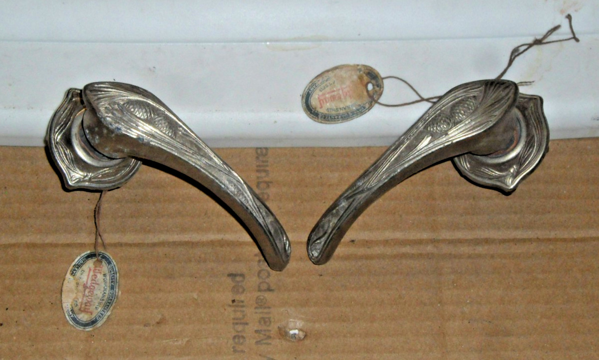 Pair of NOS Antique 1929 Hudson Essex Interior Door Handles Pine Cone Theme Trim Pair of NOS Antique 1929 Hudson Essex Interior Door Handles Pine Cone Theme Trim