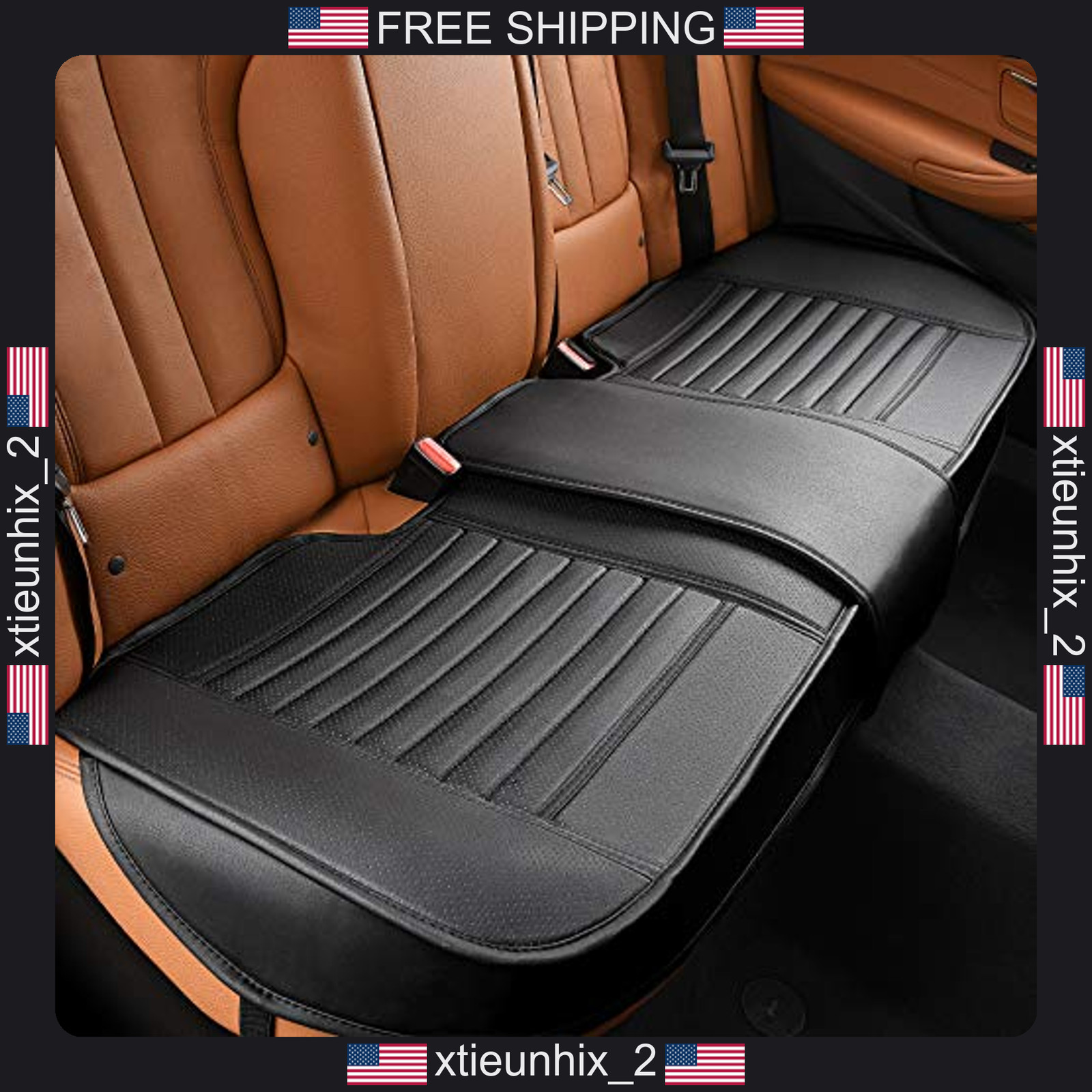 Car Rear Seat Cover 61x20.5in PU Leather Waterproof Non-Slip Fit Most Vehicles