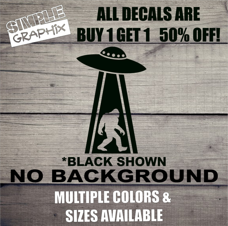 BIGFOOT UFO Alien Decal, Sasquatch, JDM, Funny, Windows, Car, Truck, Outdoors BIGFOOT UFO Alien Decal, Sasquatch, JDM, Funny, Windows, Car, Truck, Outdoors