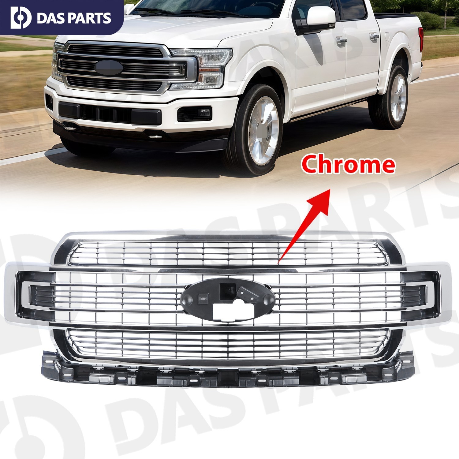 Limited Style Front Bumper Grille Grill Chrome Fit For 2018-2020 Ford F-150 F150