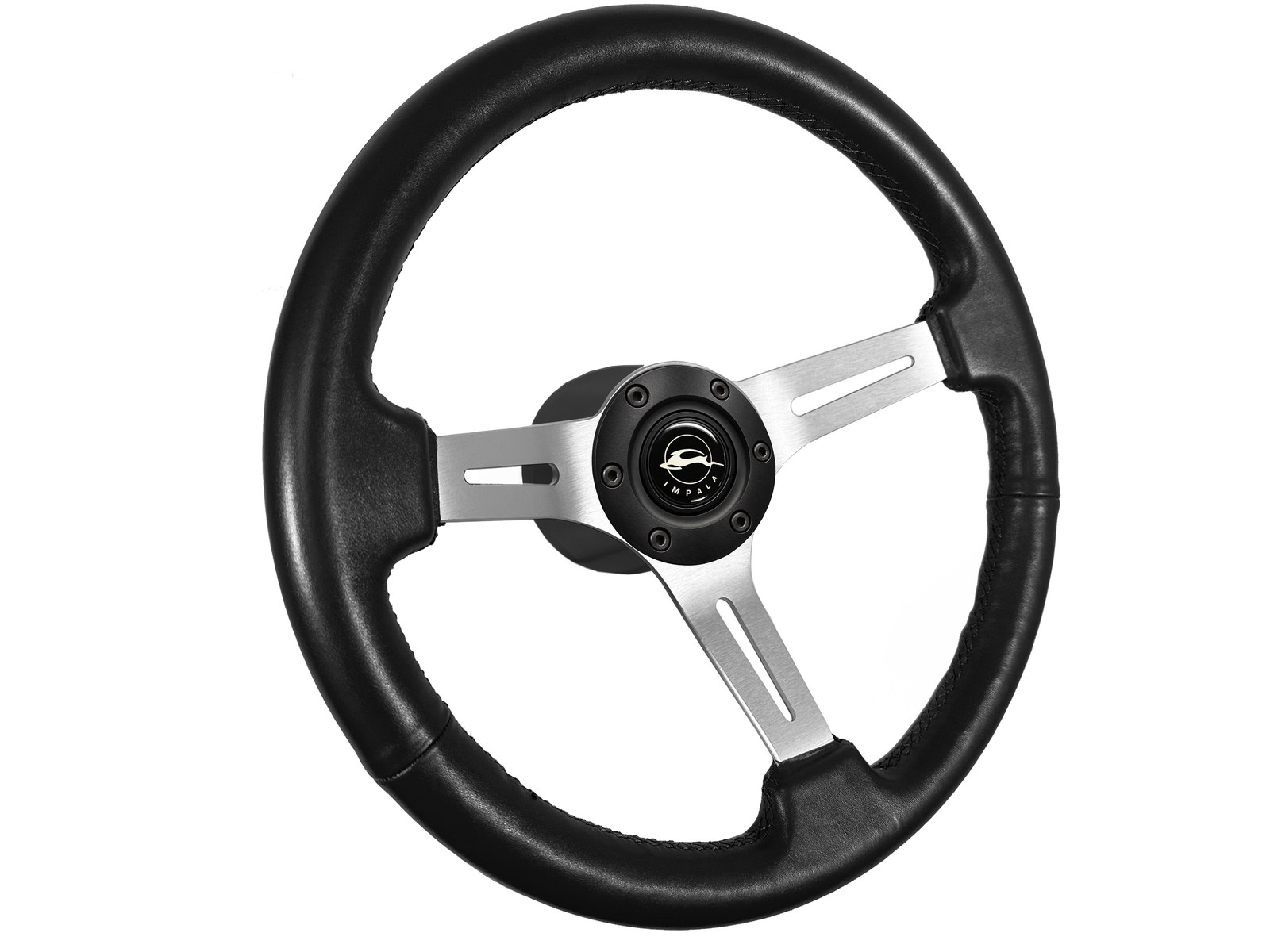 1969-1975 Chevrolet Impala Black Leather 6-Bolt Steering Wheel Kit