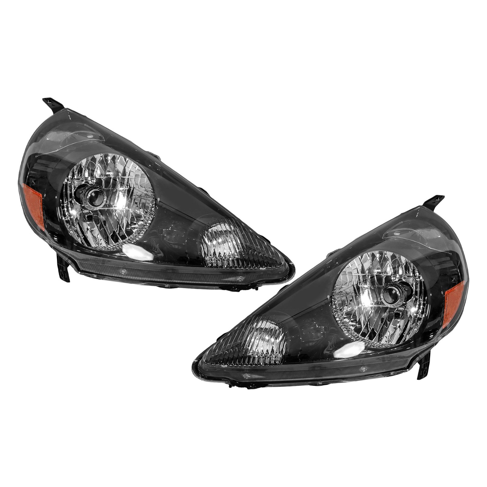 For Honda Fit 2007-2008 Factory Halogen Headlights Black Housing Set Left&Right