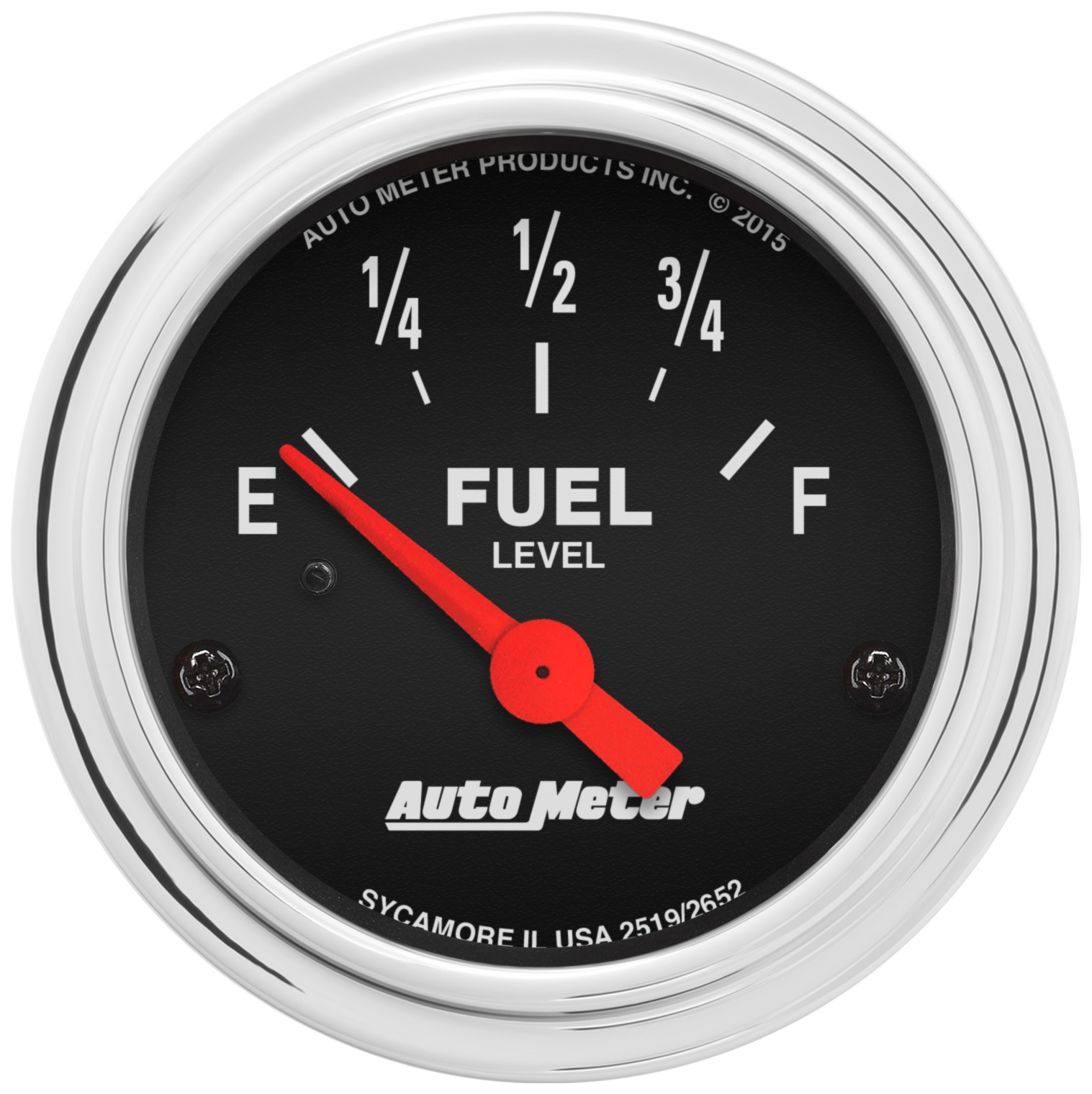 AutoMeter 2519 Traditional Chrome Electric Fuel Level Gauge 73-10Ohm 2-1/16\