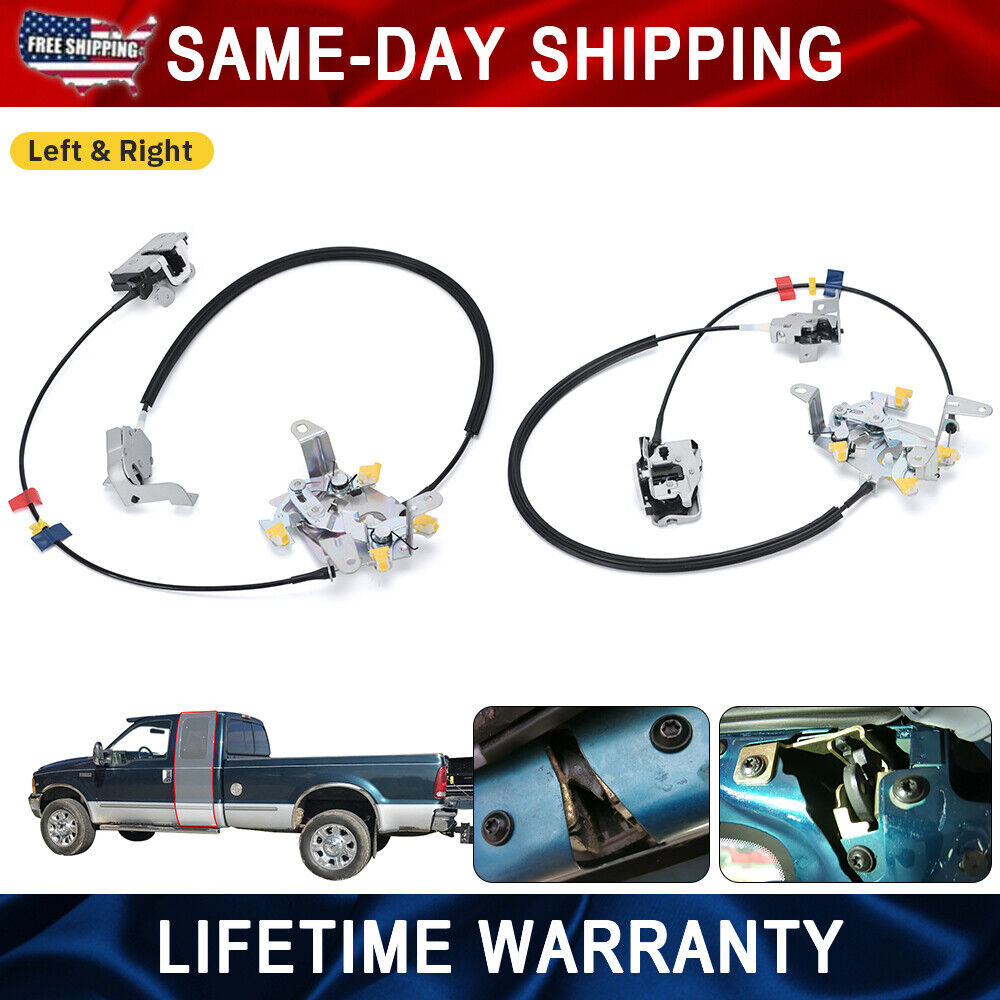 L&R Rear Door Latch Lock Cable Extended Cab For 99-07 Ford F250 F350 Super Duty