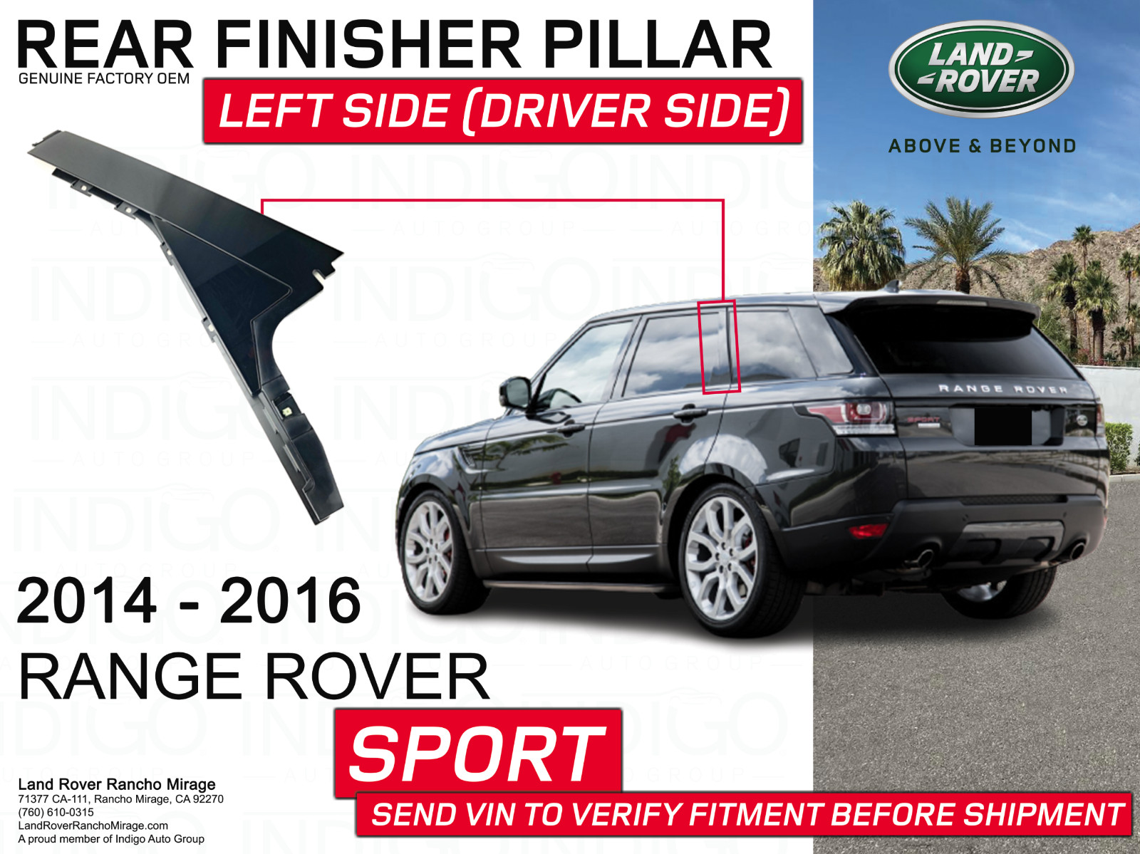 LAND ROVER REAR FINISHER PILLAR RANGE ROVER SPORT LH NEW LR043794 (VIN VERIFY) LAND ROVER REAR FINISHER PILLAR RANGE ROVER SPORT LH NEW LR043794 (VIN VERIFY)
