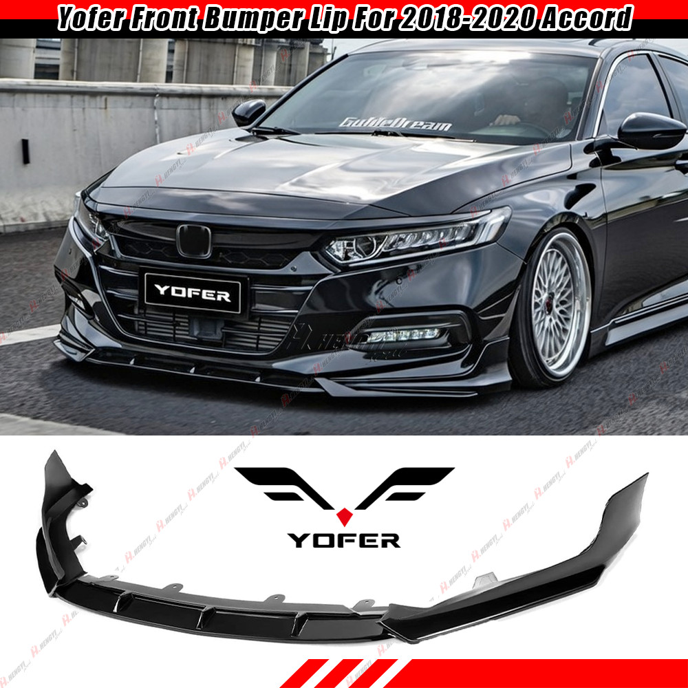 Yofer For 2018-2020 Accord Painted Gloss Black JDM Front Bumper Lip Splitter Kit