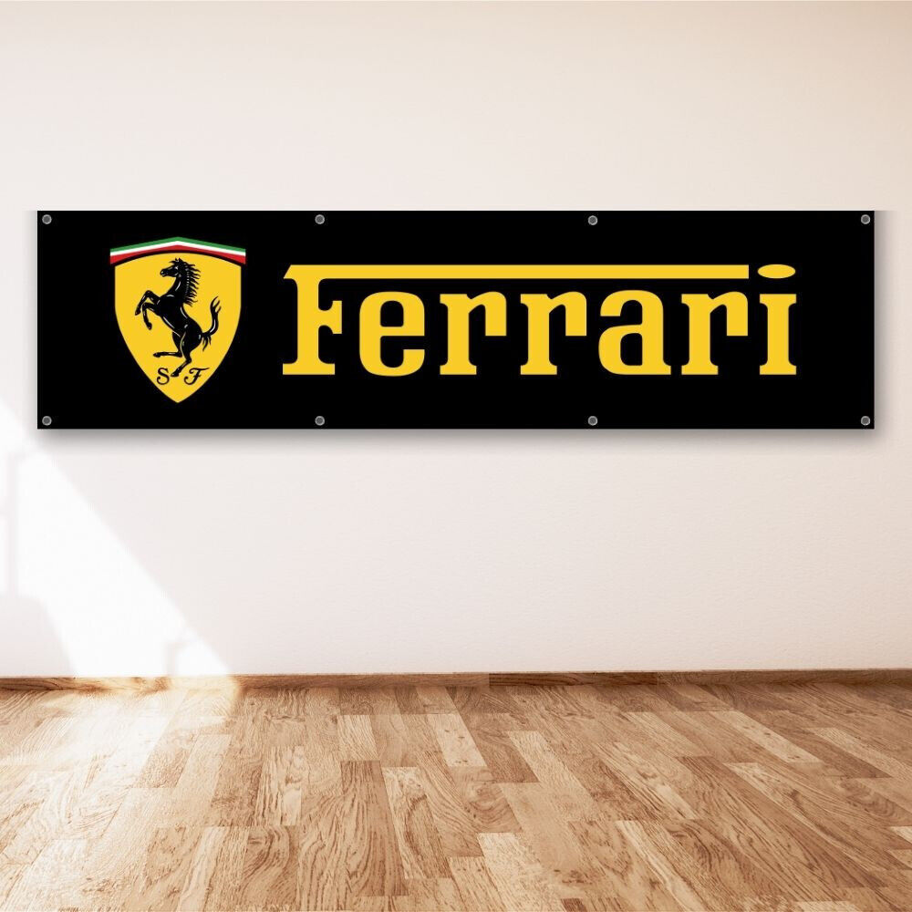 Ferrari 2x8 ft Banner Italy Enzo Sports Garage Sign Car Racing Show ManCave Flag Ferrari 2x8 ft Banner Italy Enzo Sports Garage Sign Car Racing Show ManCave Flag