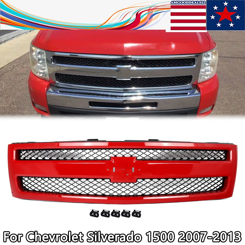 Victory Red Front Grille w/ Black Mesh For 2007-2013 Chevrolet Silverado 1500