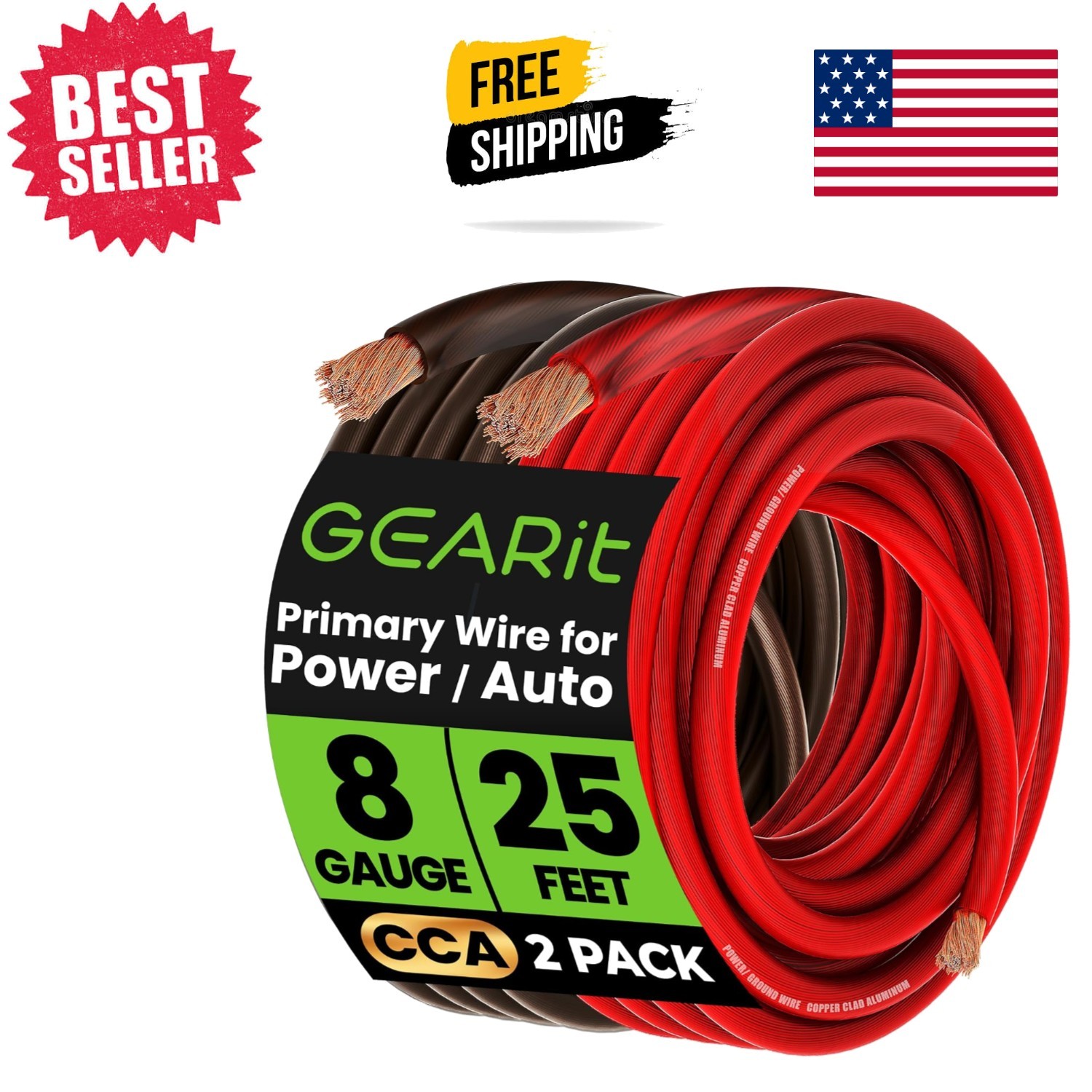 25FT 8 Gauge CCA Battery Cable in Black/Red for Versatile Wiring 25FT 8 Gauge CCA Battery Cable in Black/Red for Versatile Wiring