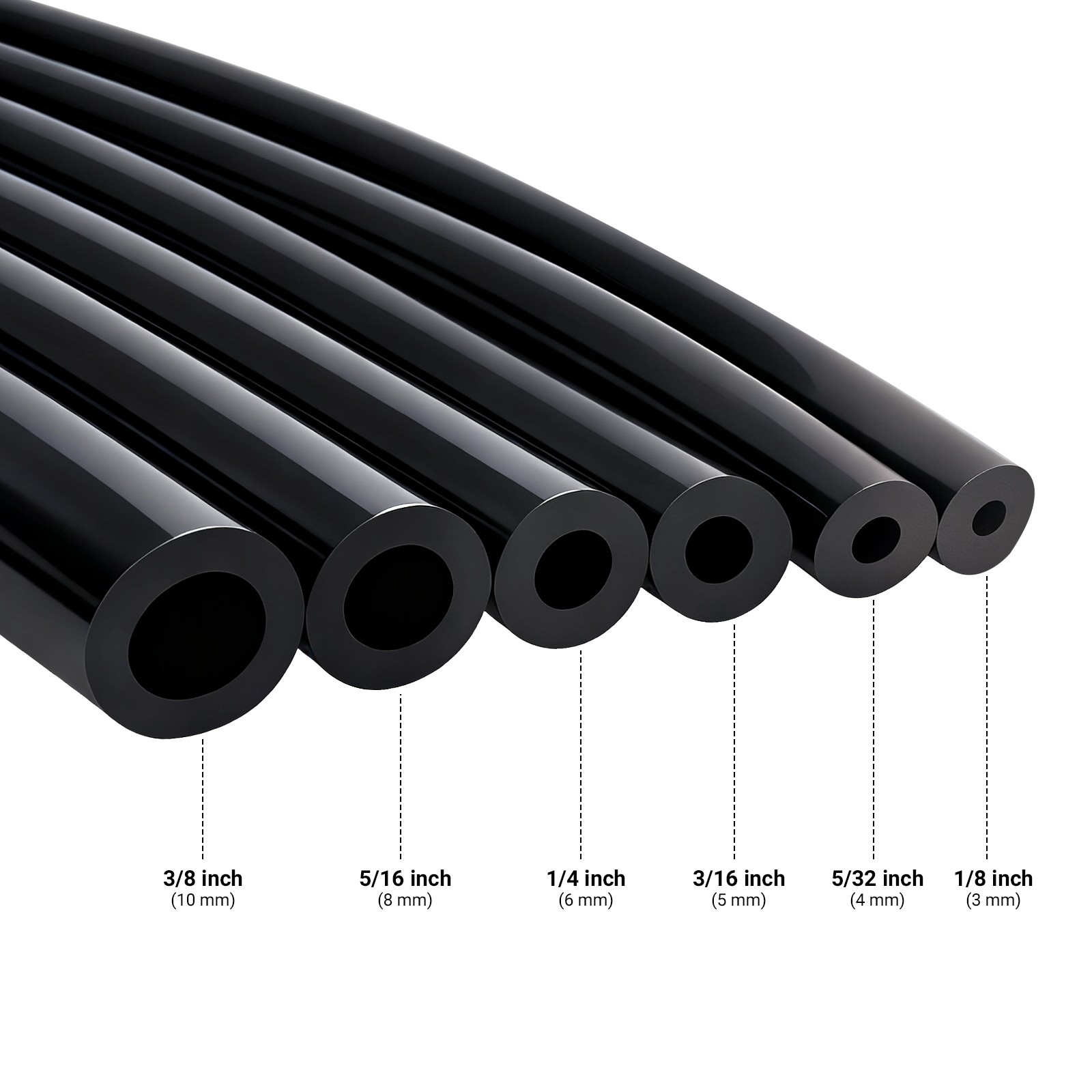 6X 3/4/5/6/8/10MM 5FT Car Automotive Silicone Vacuum Tubing Hose line Kit black