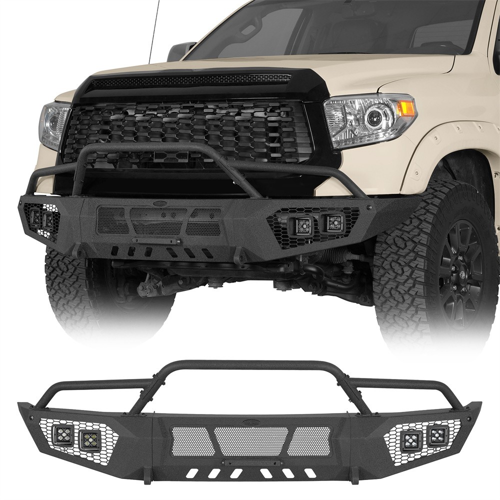Fit 2014-2021 Toyota Tundra Offroad Steel Front Bumper w/ License Plate Mount