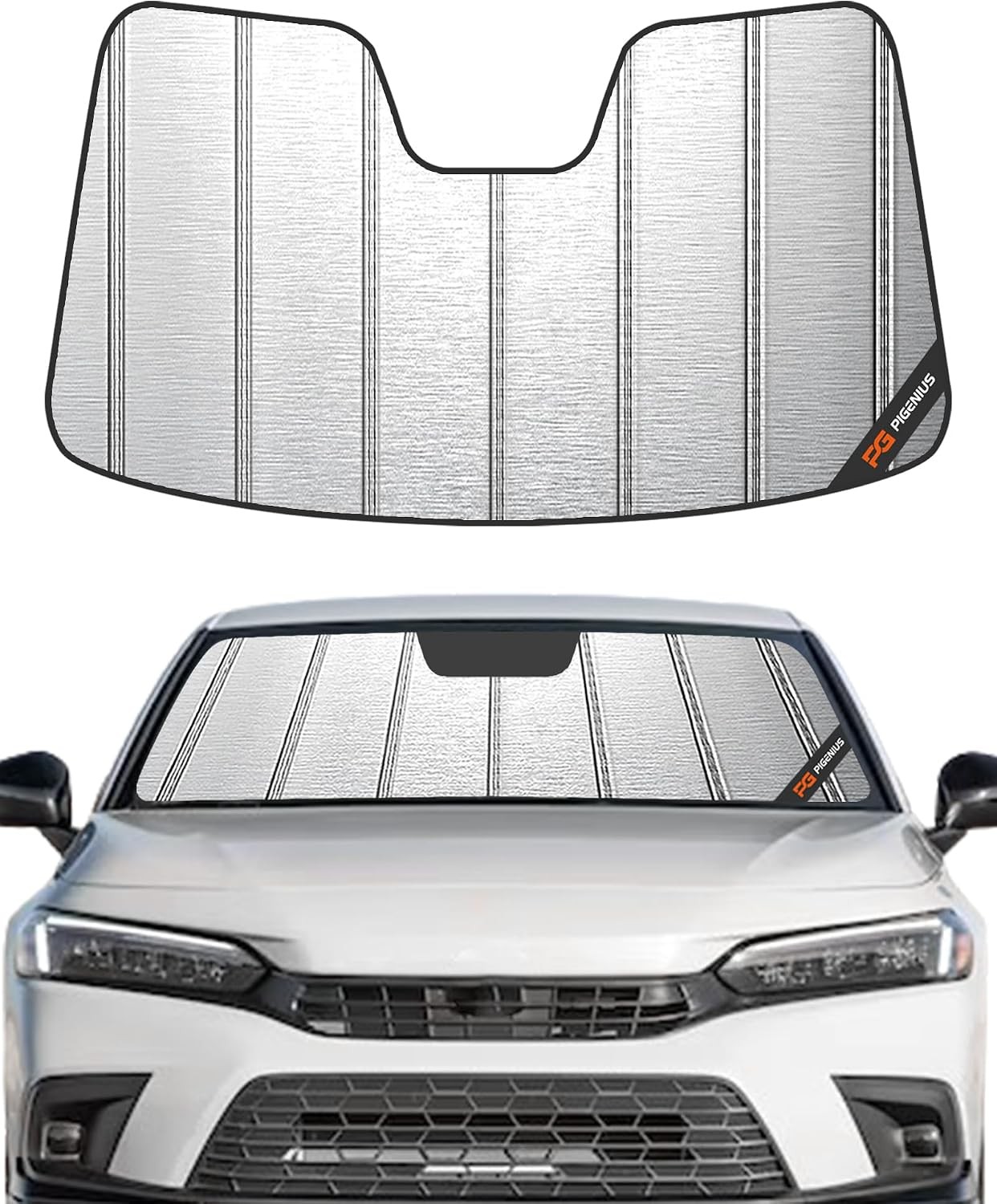 Honda Civic Windshield Sunshade 2022-2026, Brushed Silver Color Finish