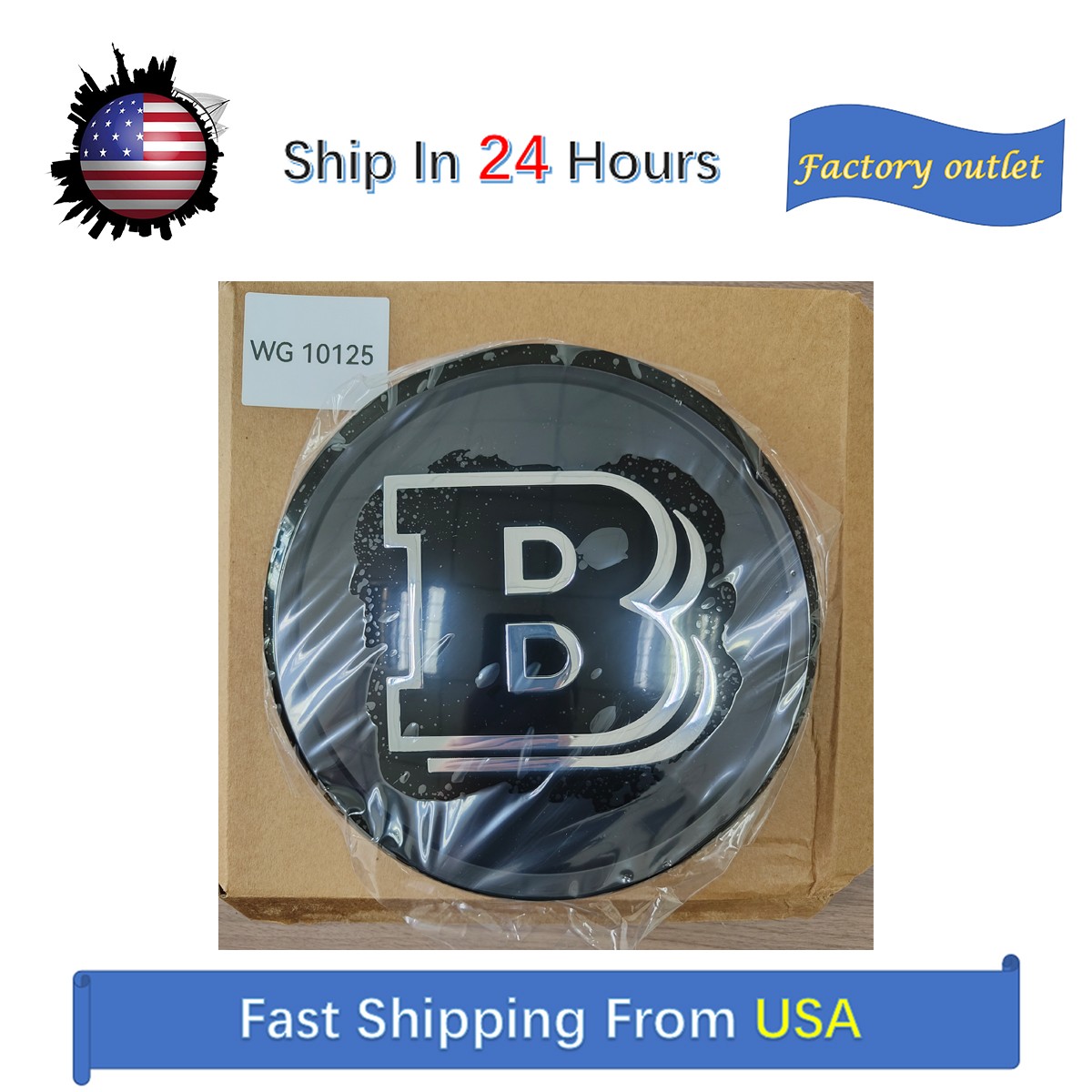 Black Brabus B 18.5CM Grille Badge  Emblems for Mercedes Benz A B C E S Class