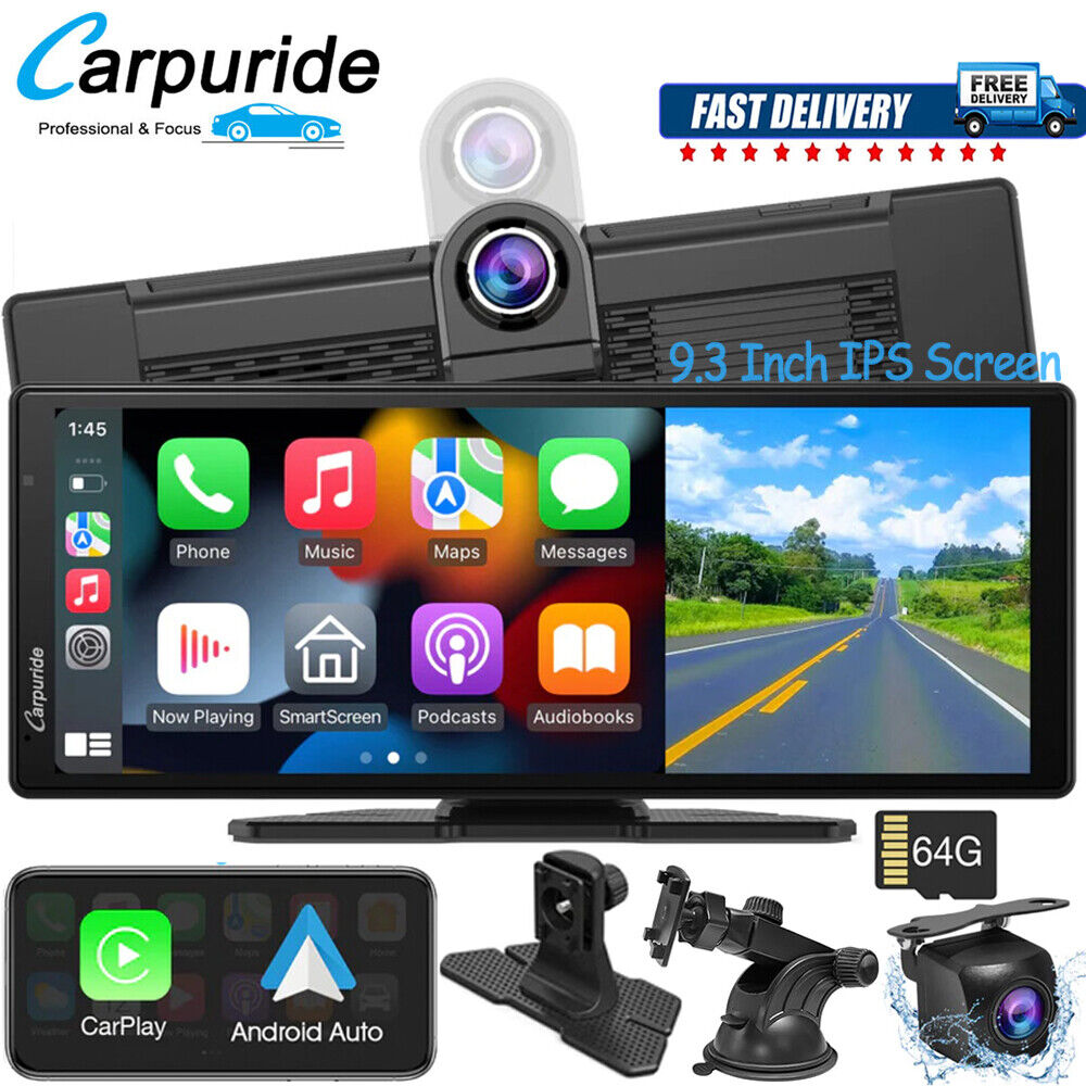 Carpuride 9.3Inch Touchscreen Bluetooth Car Stereo Wireless Carplay Android Auto