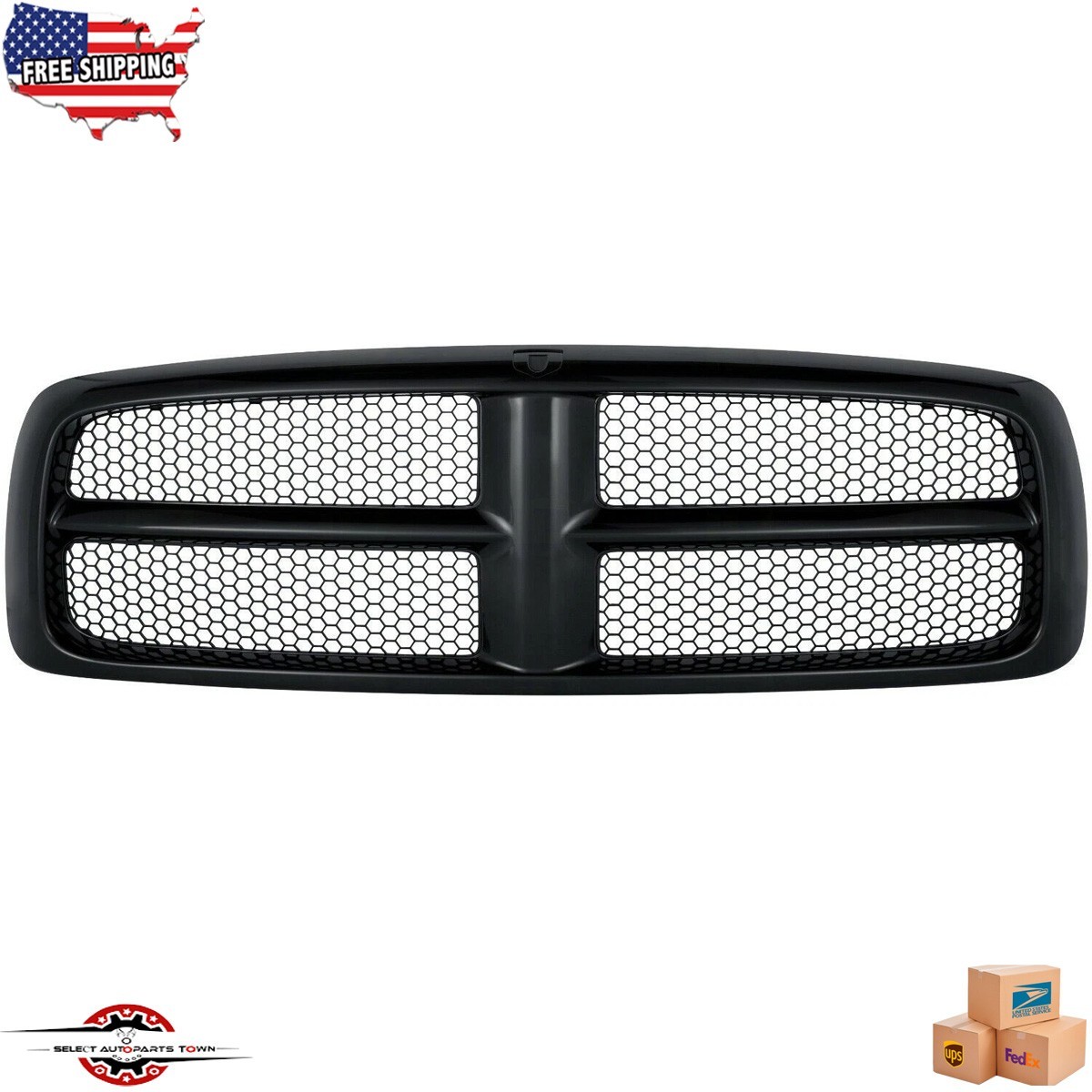 Fits 2002-2005 Ram 1500 2003-2005 Ram 2500 3500 New Front Black Grille CH1200287