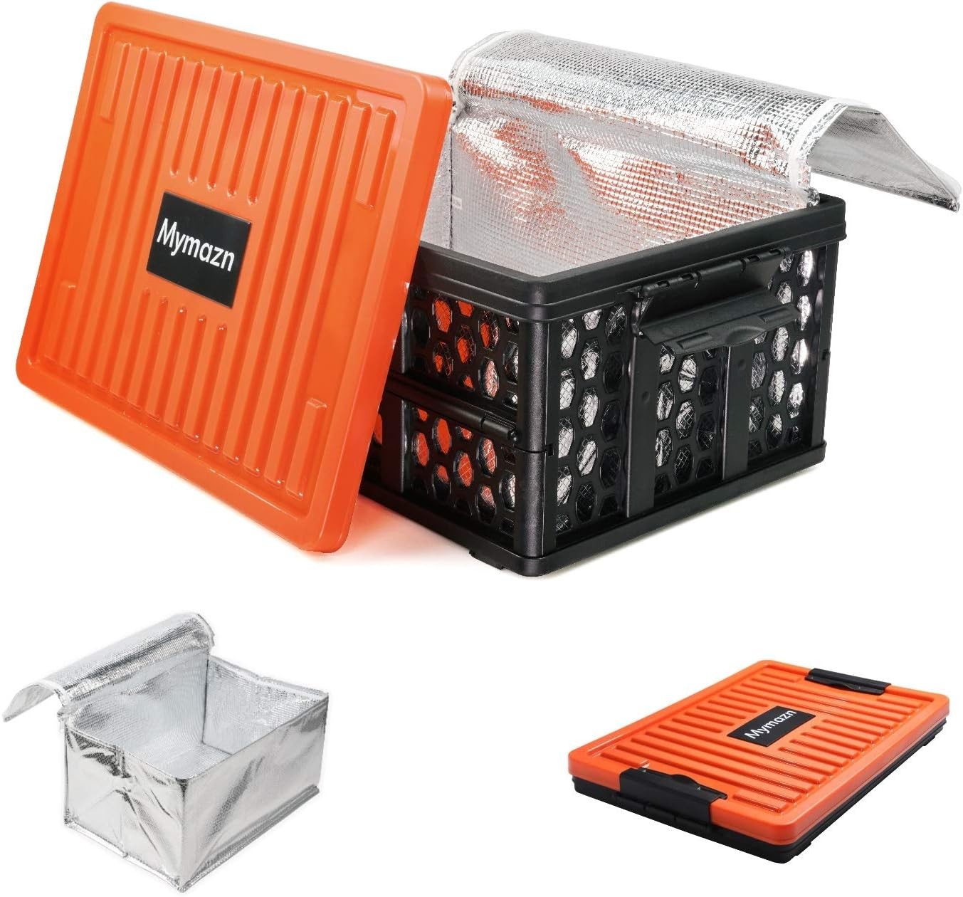 Collapsible Plastic Trunk Crate Removable Insulated Cooler, Lid Organizer Box Tr Collapsible Plastic Trunk Crate Removable Insulated Cooler, Lid Organizer Box Tr