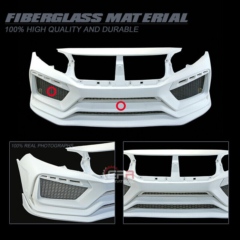 FRP Unpainted For Honda Civic 10th Generation FK7 FC Wide Body Front Bumper