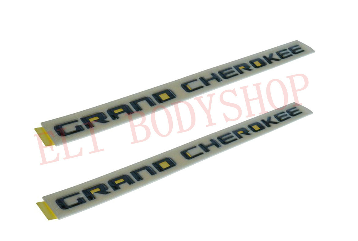 2x OEM High Quality Grand Cherokee Emblems Nameplate Jeep Badges Gloss Black